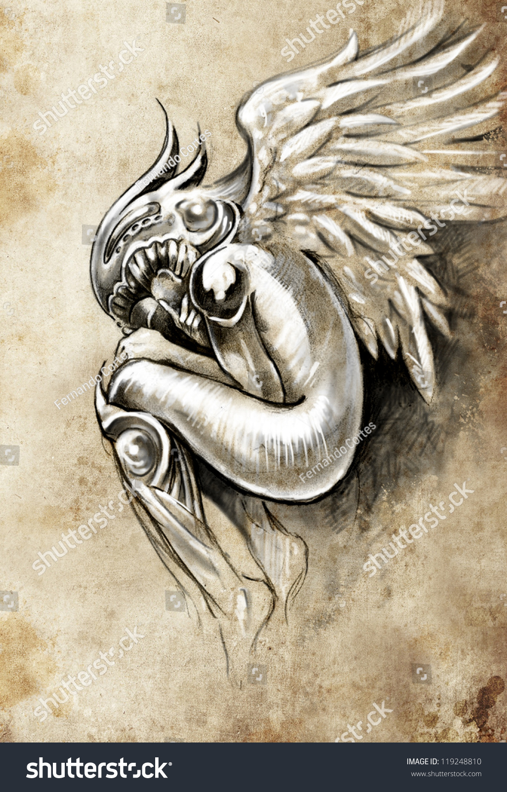 Sketch Tattoo Art Heaven Angel Wings Stock Illustration 119248810