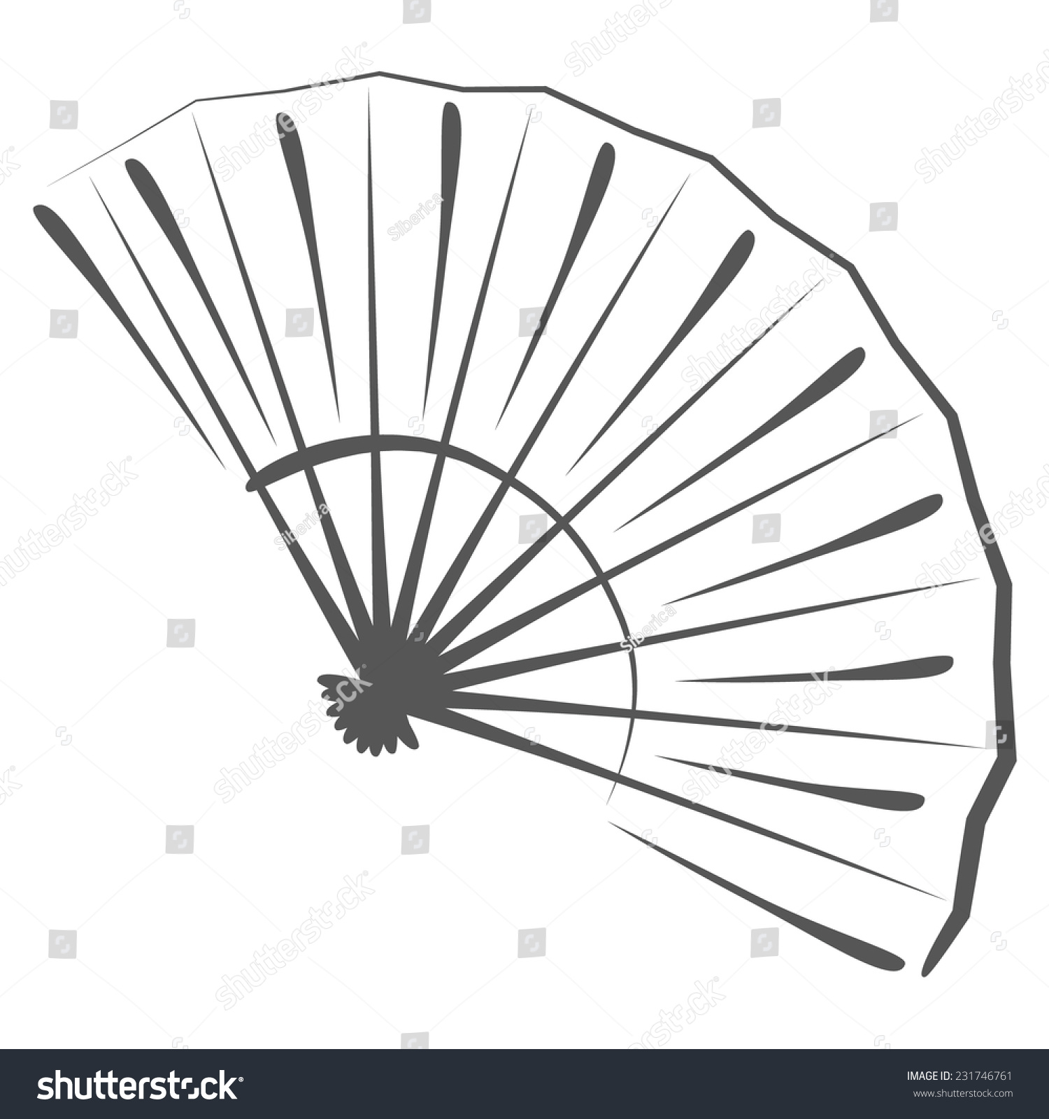 Sketched Folding Fan. Design Template For Label, Banner, Badge, Logo ...