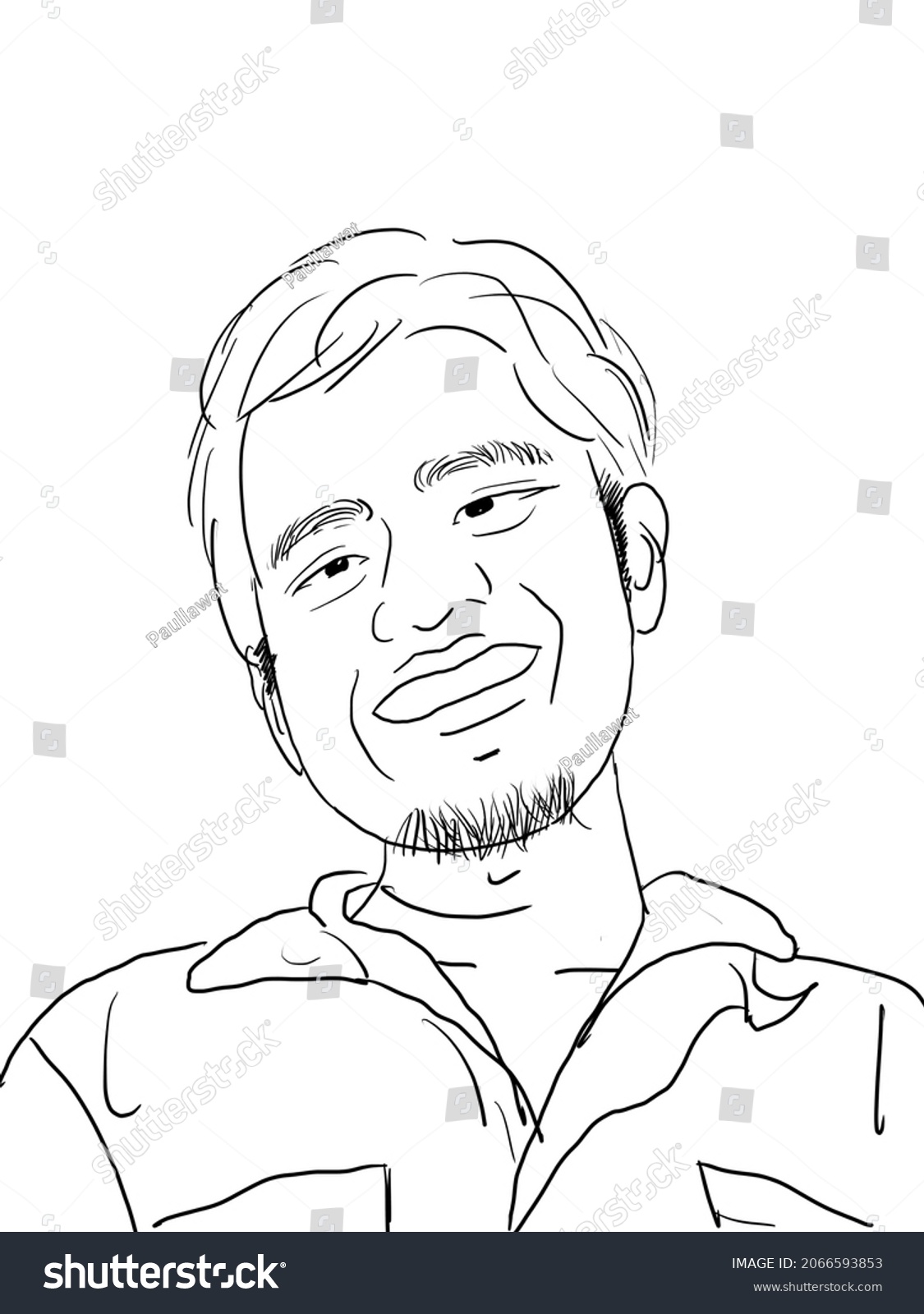 Sketching Smiling Man Face Stock Illustration 2066593853 | Shutterstock