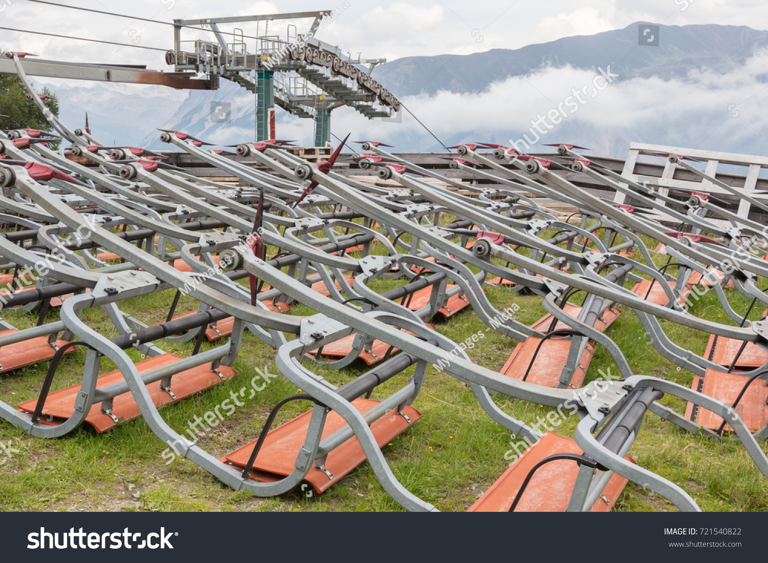 ski lift chairs waiting be used stock photo edit now 721540822