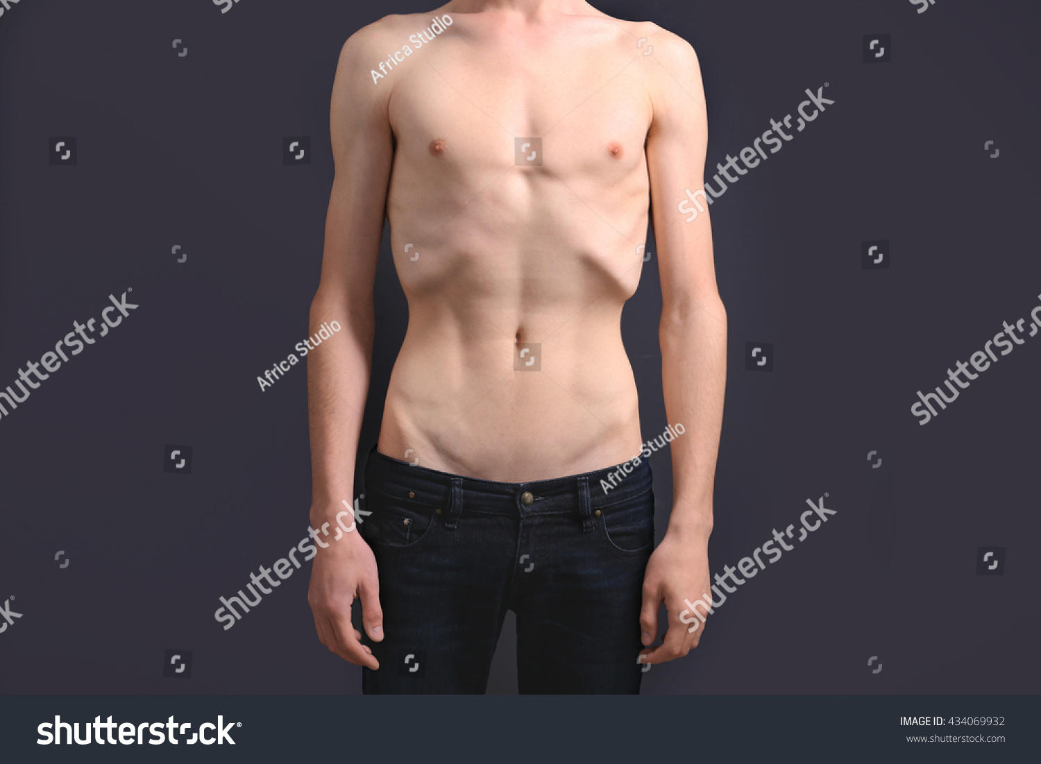 Skinny Young Man Anorexia On Dark Stock Photo 434069932 - Shutterstock