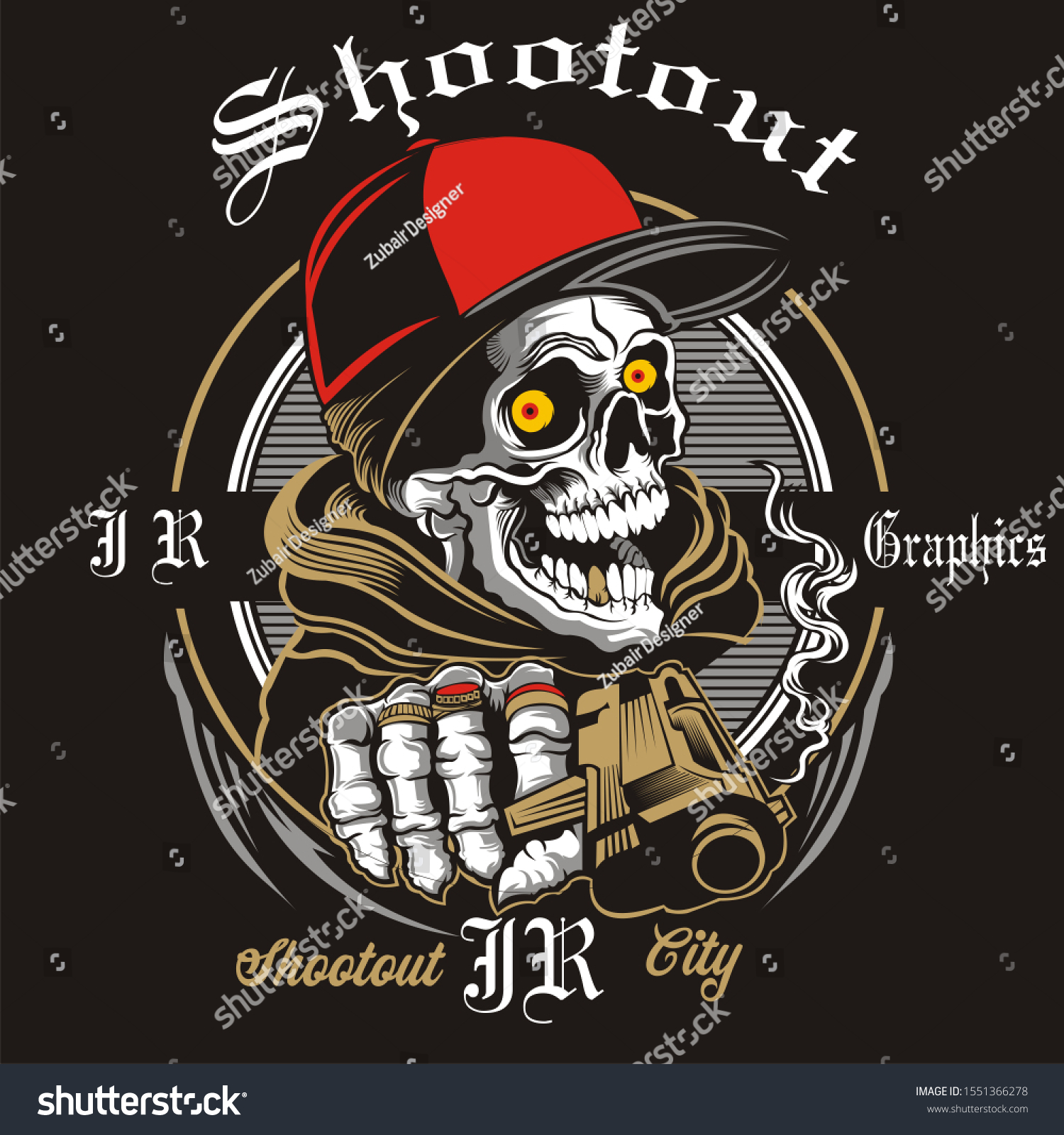 Skull Aiming Revolver Design Stock Illustration 1551366278 | Shutterstock