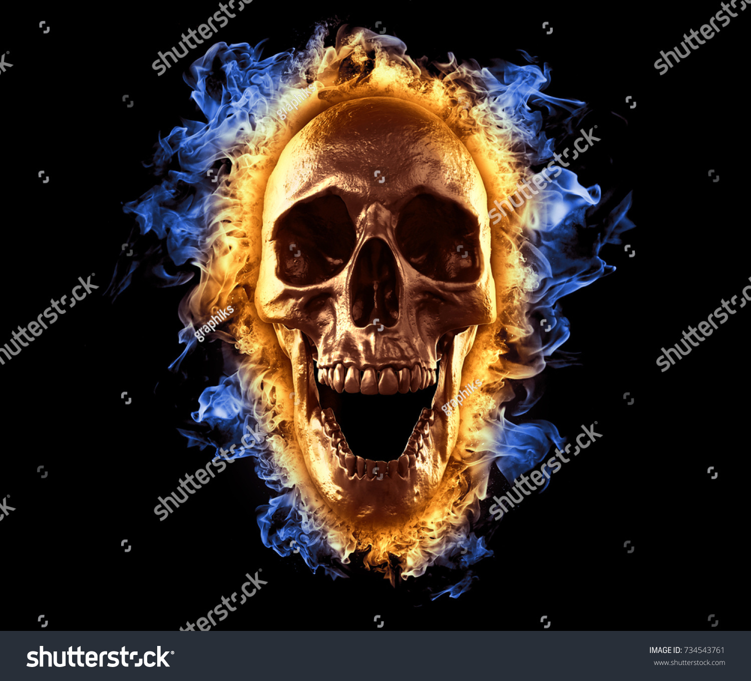 Skull Fire Wallpaper 3d Illustration 库存插图