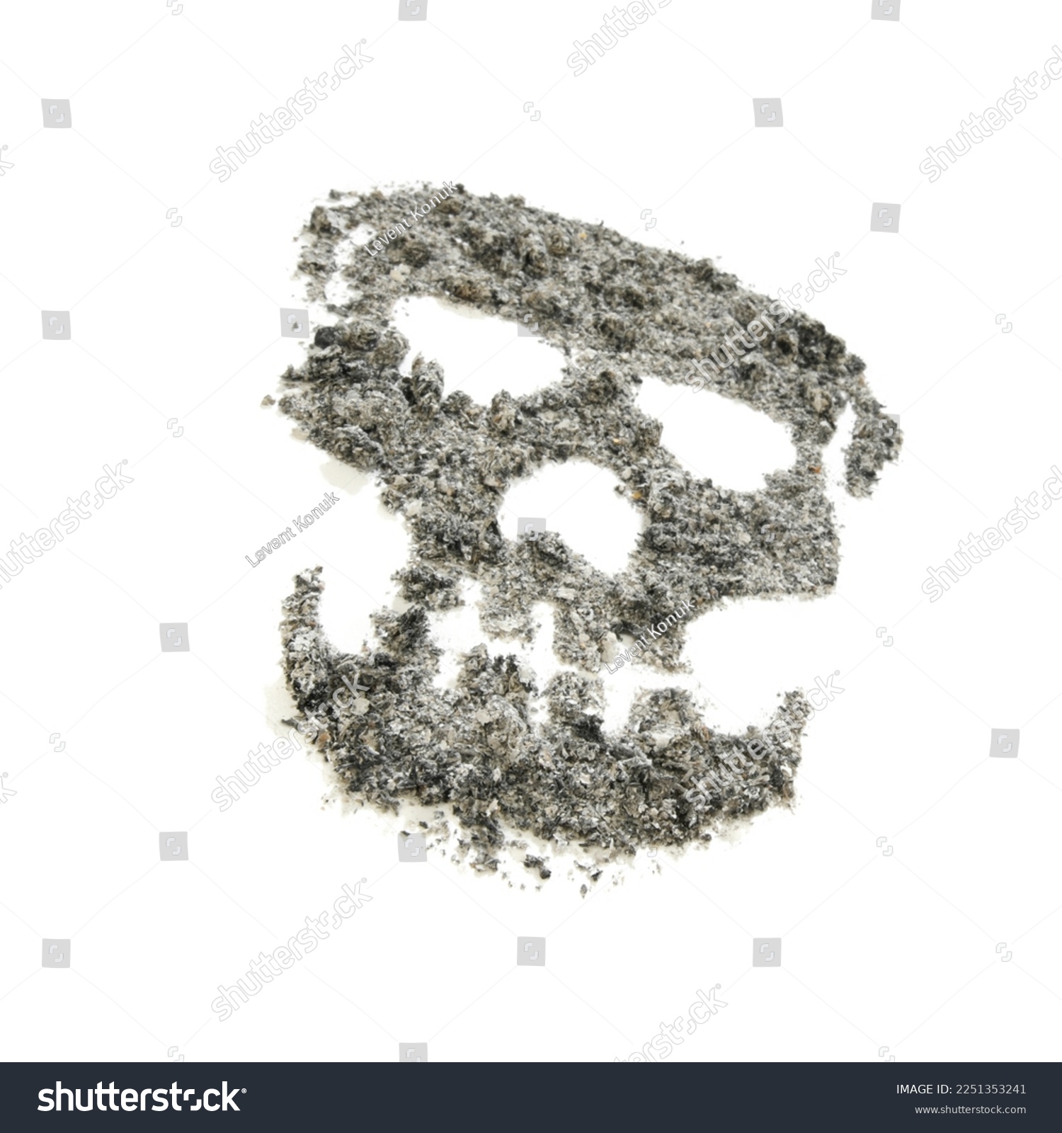  White Classic  Template Design Featuring Skull Made of Ashes Isolated