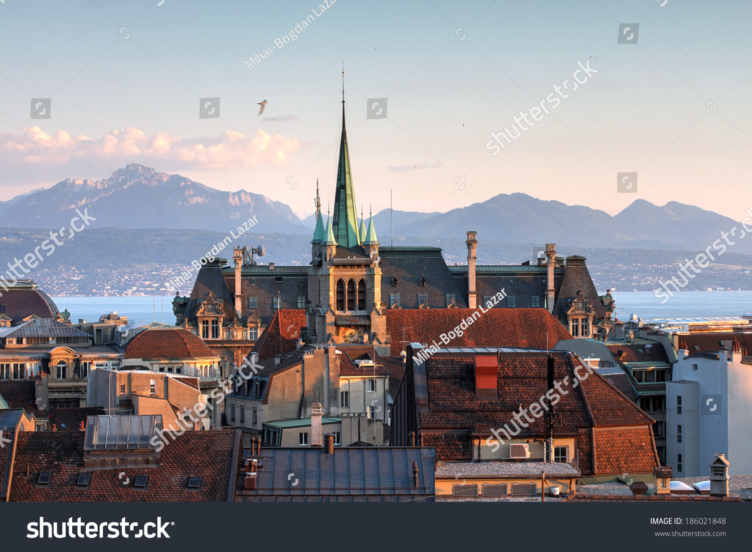 Photo De Stock De Ciel De Lausanne Suisse Vue Depuis