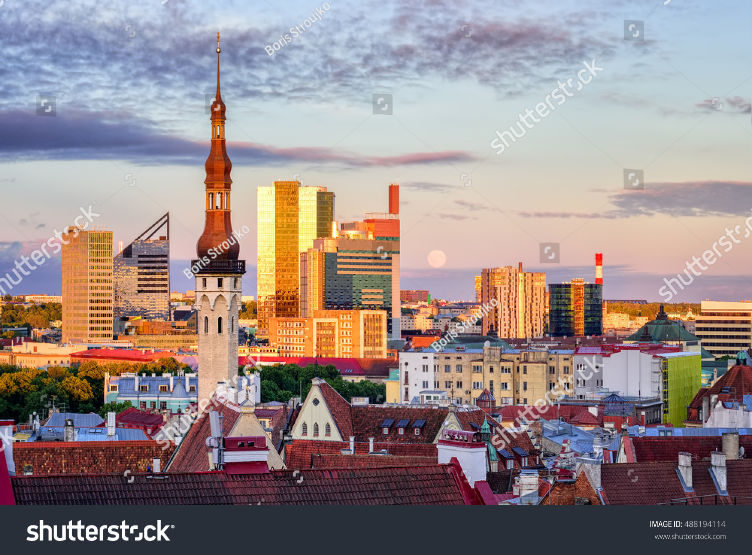 Skyline Tallinn Estonia Old Town Church Stock Photo 488194114 ...