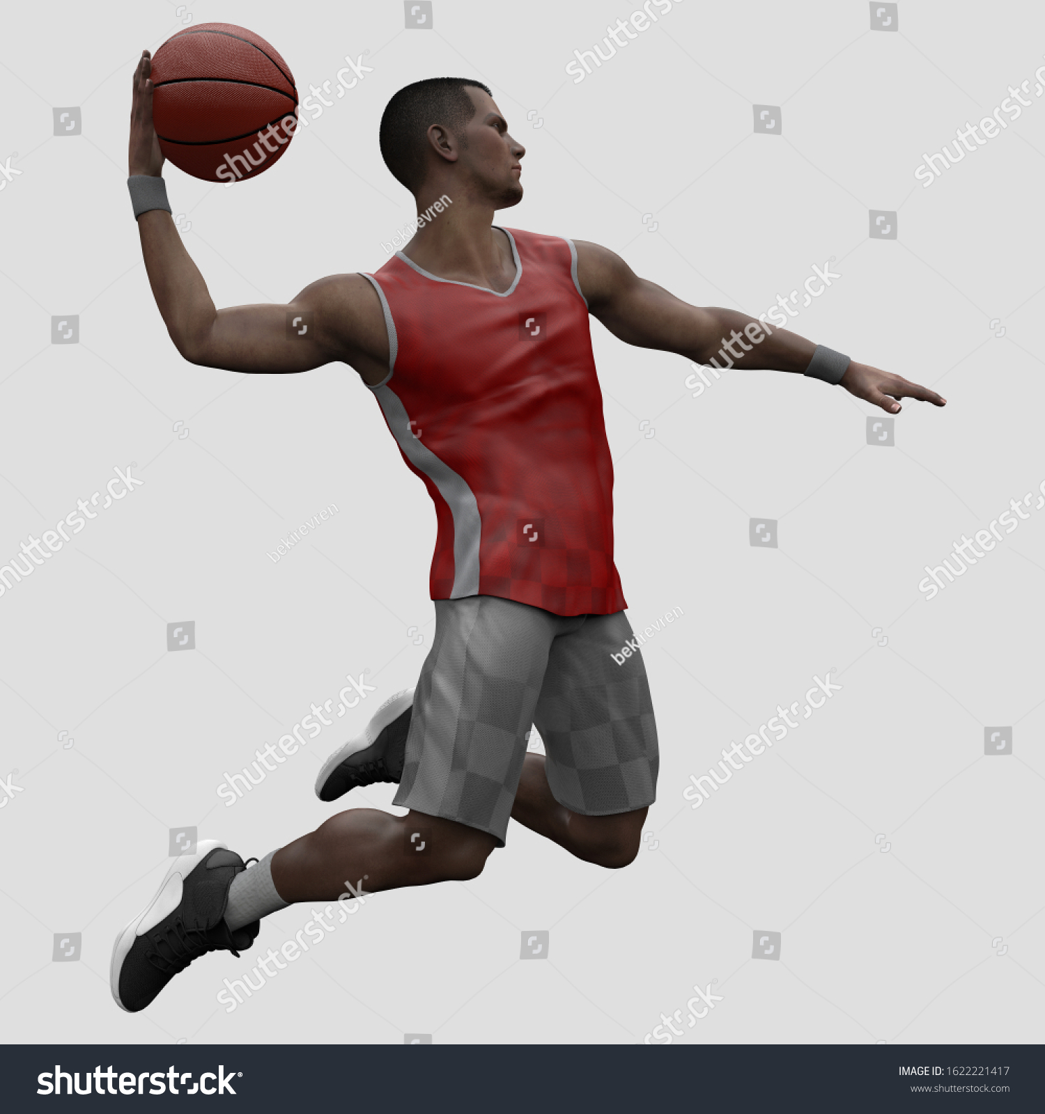 Slam Dunk Isolated Dunk Pose Ready Stock Illustration