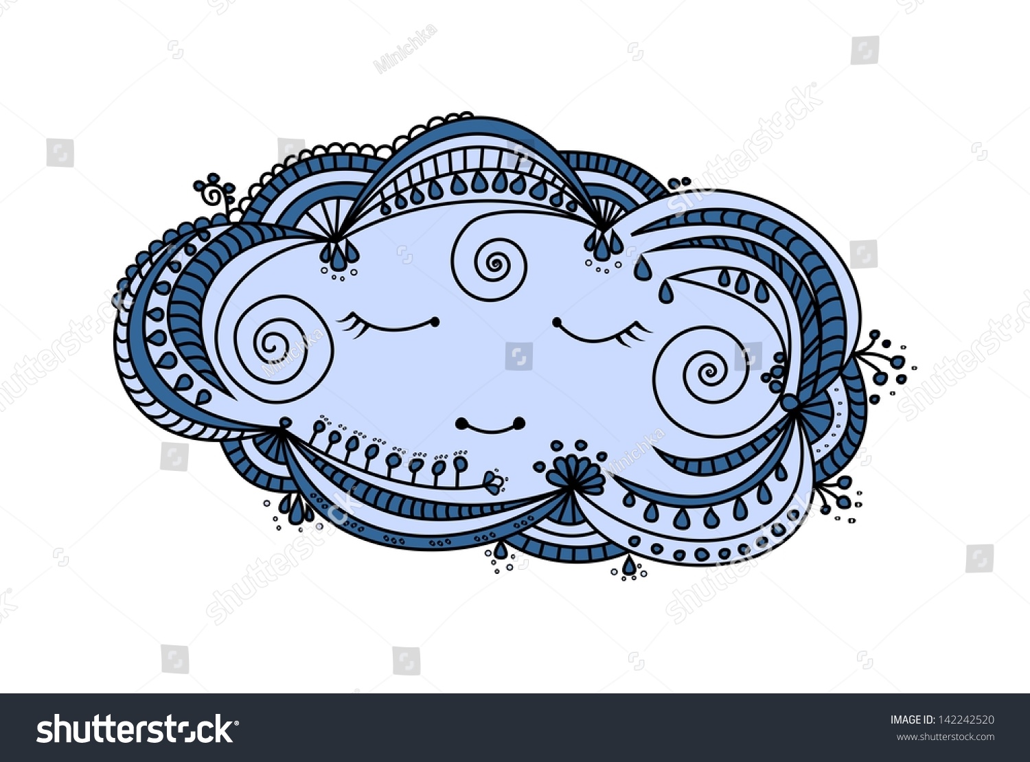 Sleepy Cloud Cartoon Illustration - 142242520 : Shutterstock