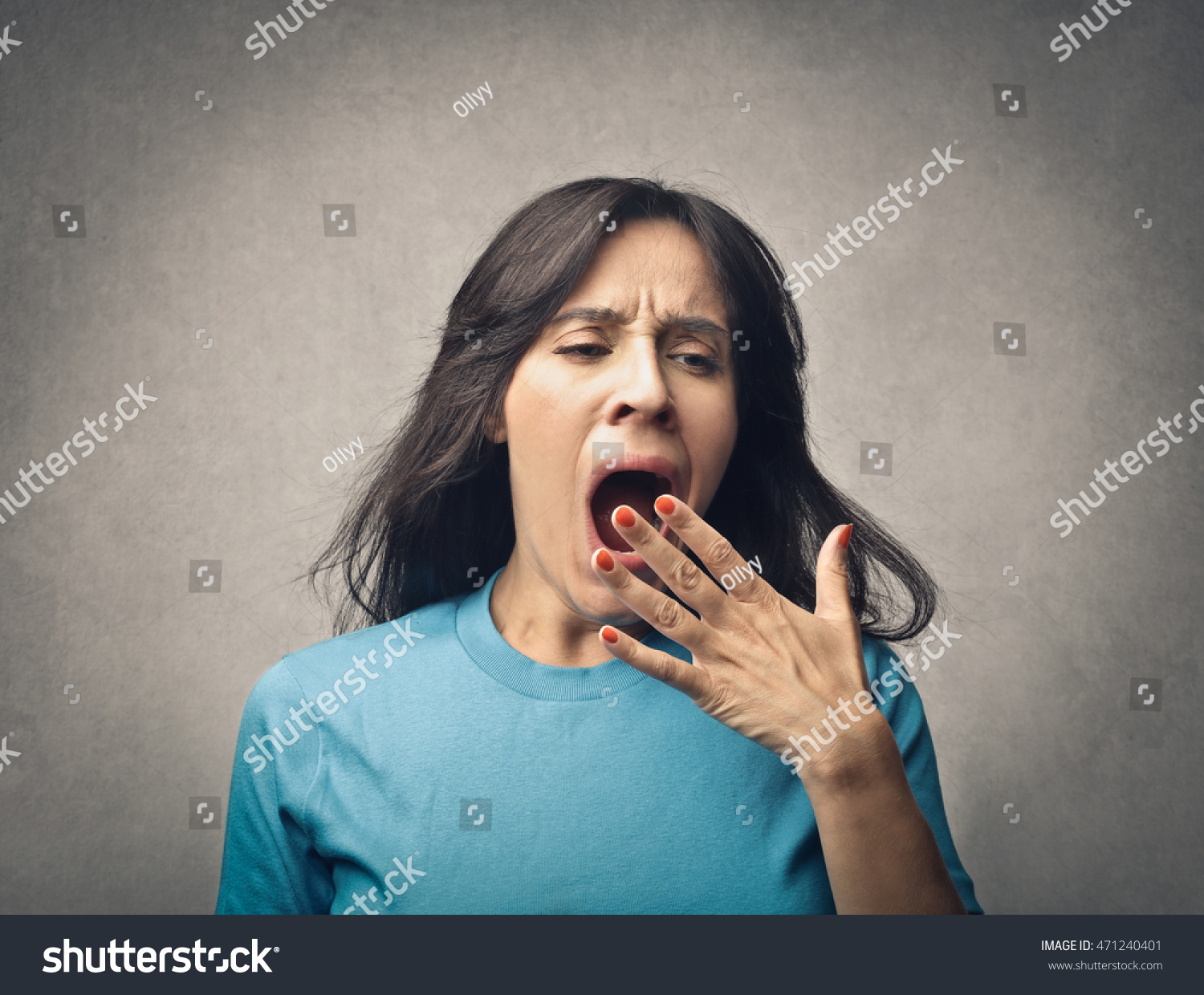 Sleepy Woman Yawning Stock Photo Edit Now