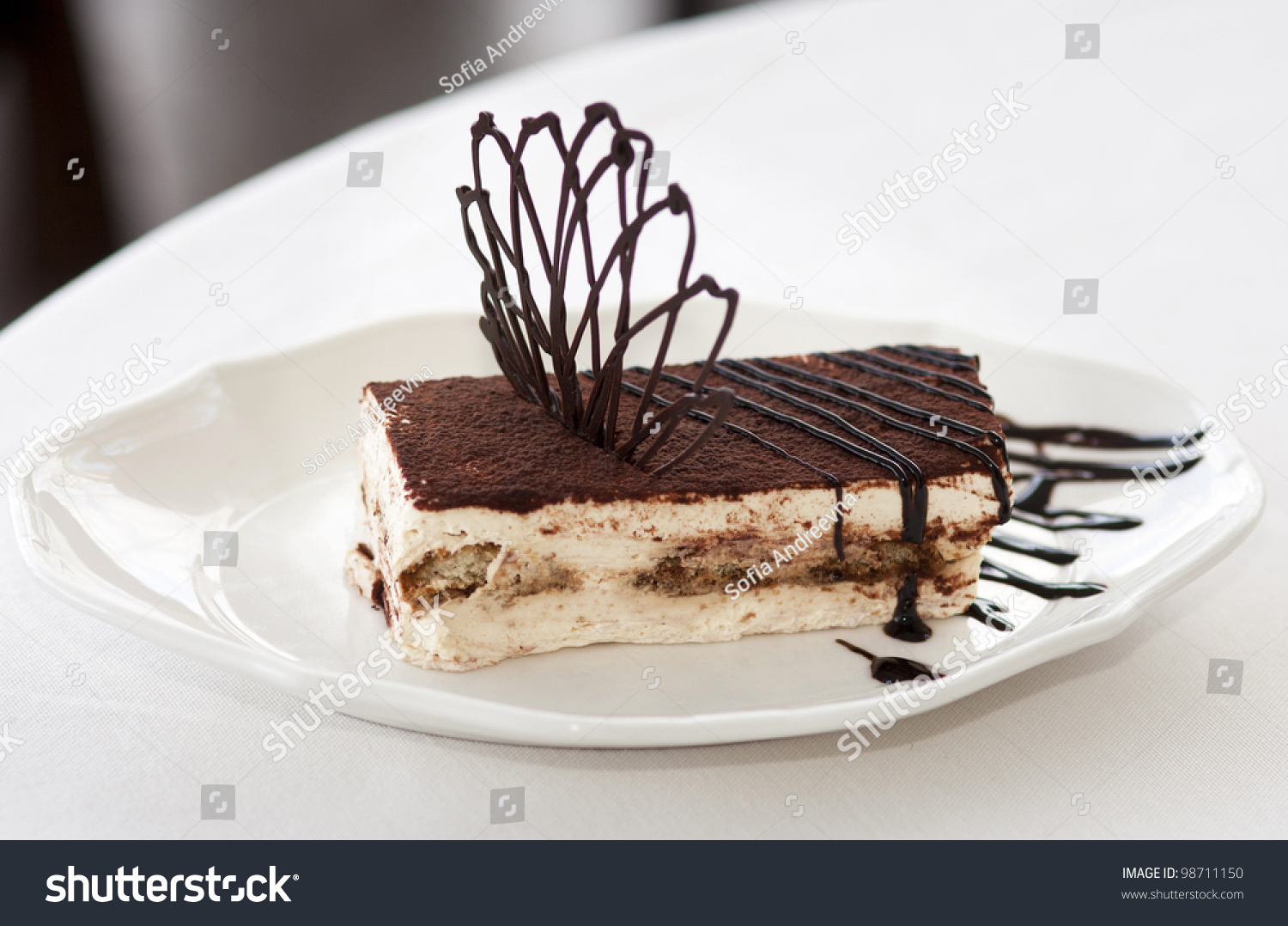 Slice Tasty Chocolate Tiramisu Cake Traditional Stock Photo Edit Now