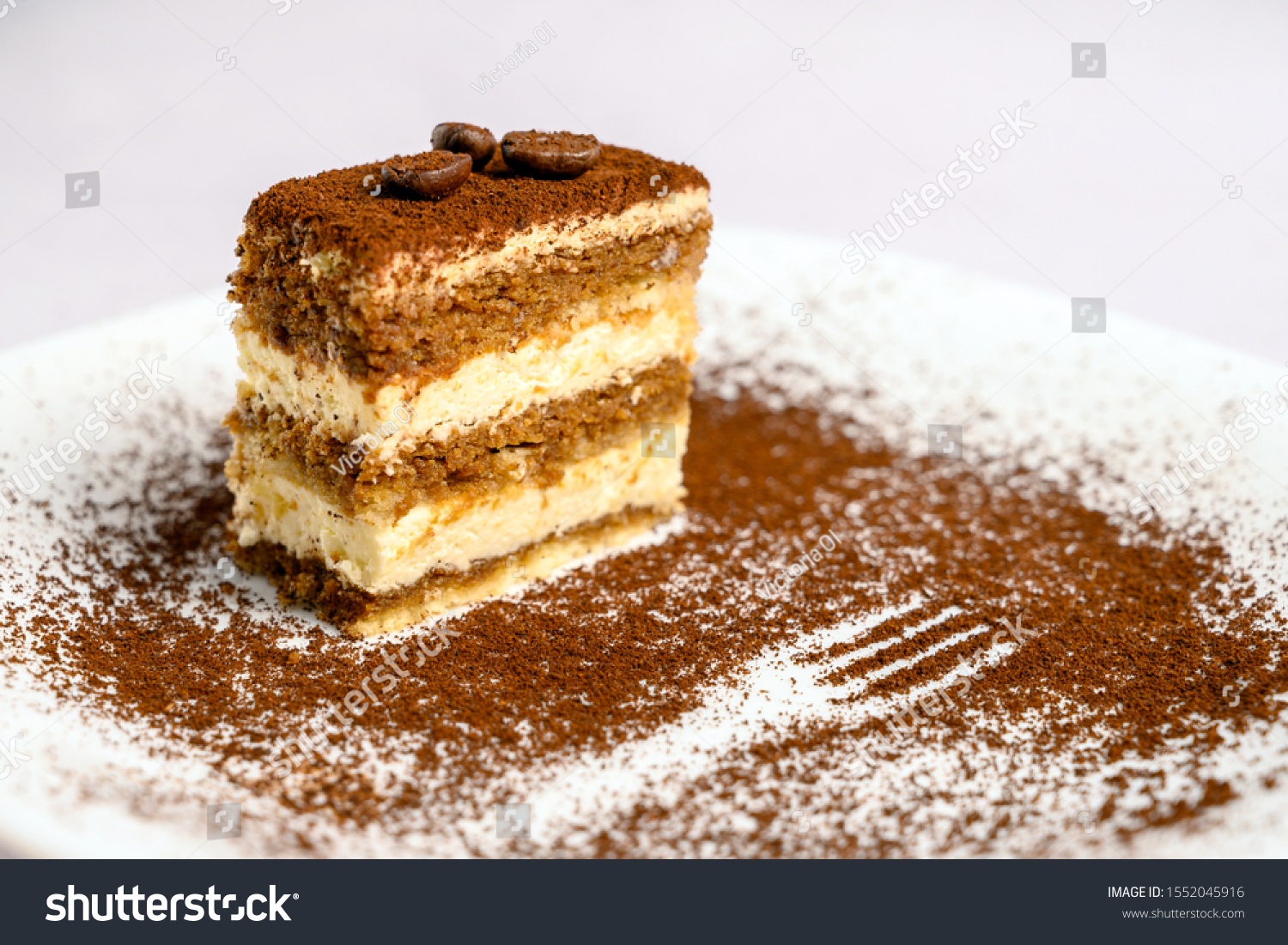 Slice Tiramisu Cake Decorated Coffee Beans Stock Photo Edit Now