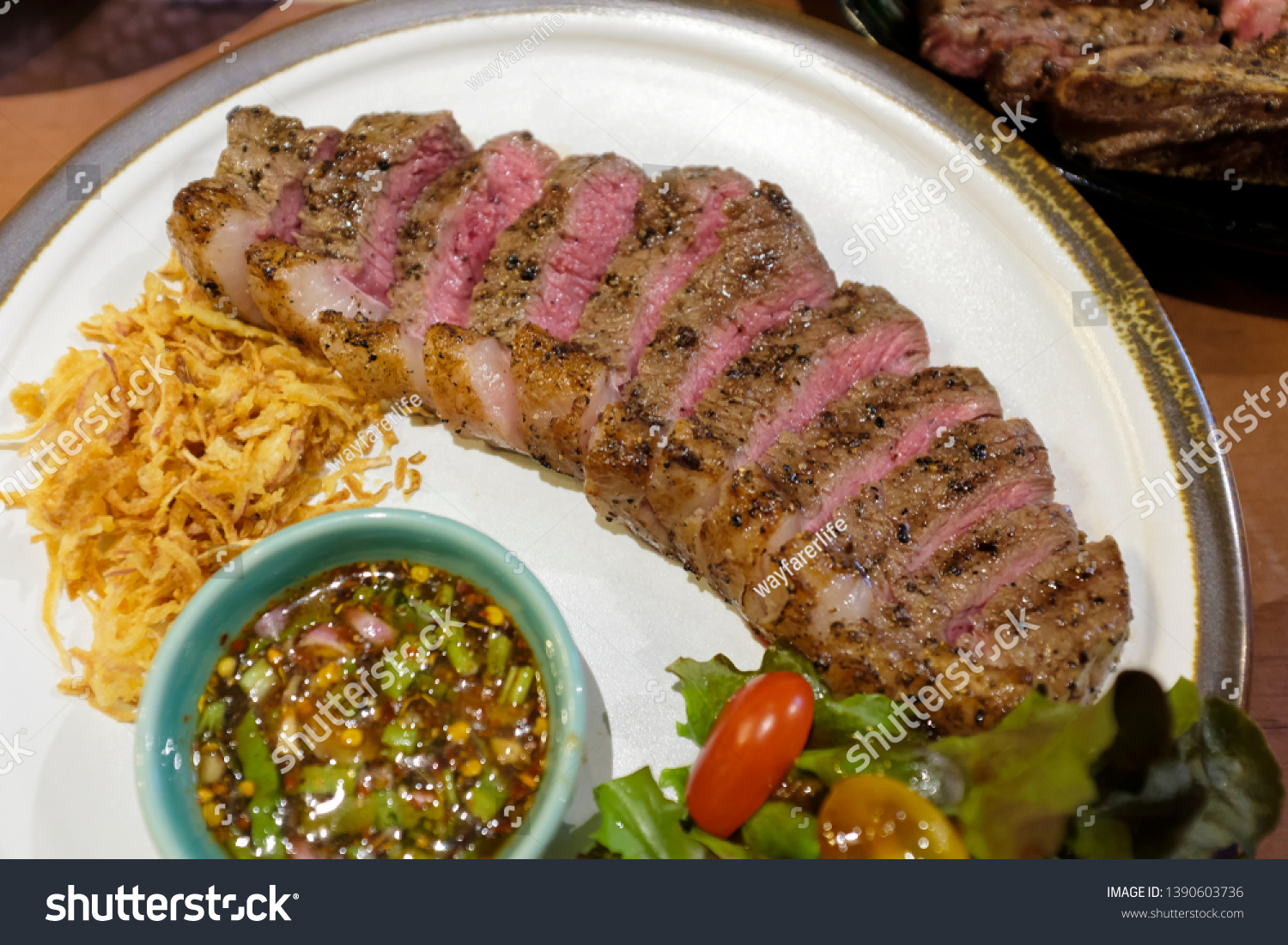 Sliced Barbeque Grilled Beef Steak Medium Stock Photo Edit Now 1390603736