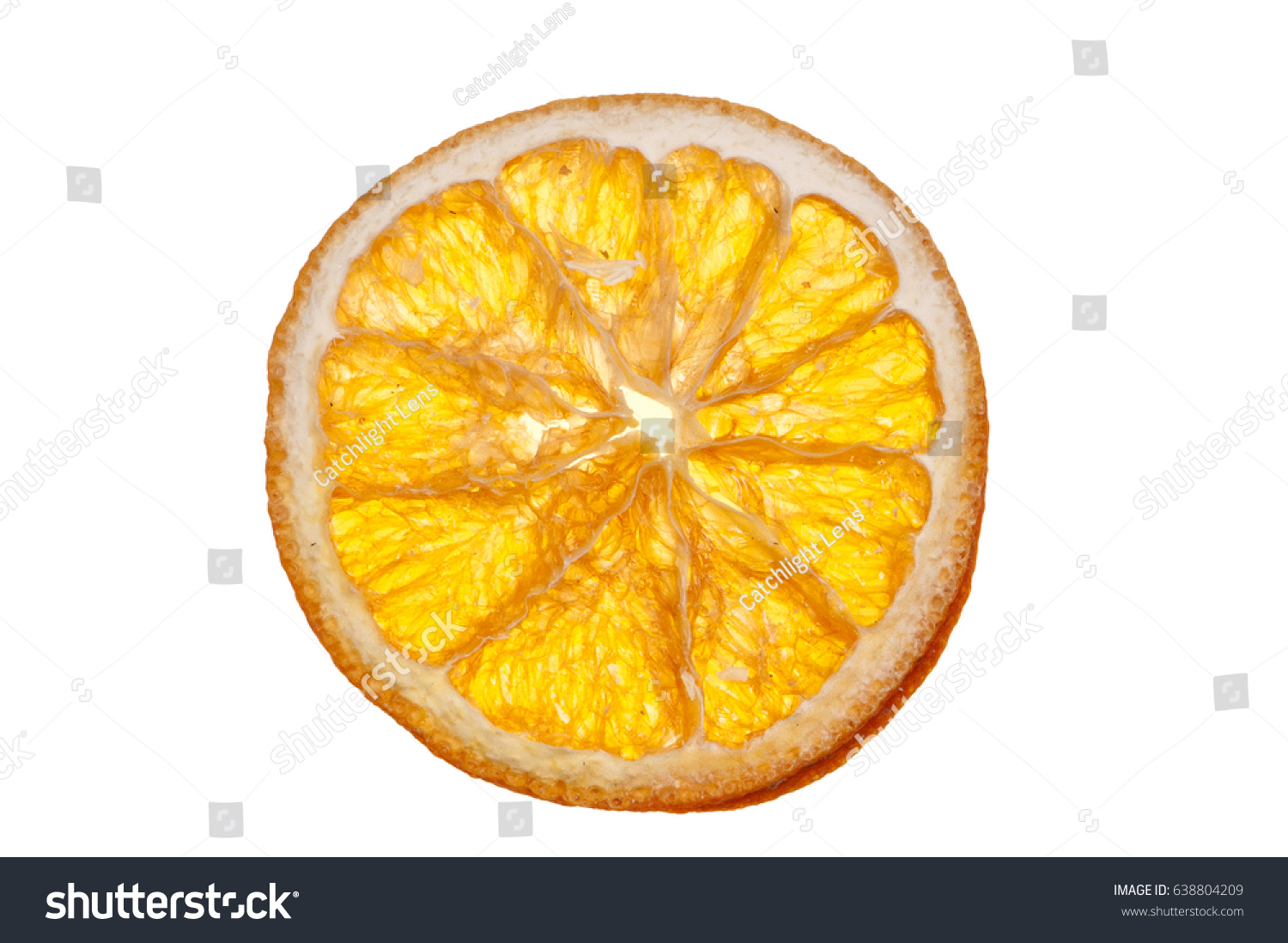 Sliced Dried Orange Pieces Against White Stock Photo 638804209 