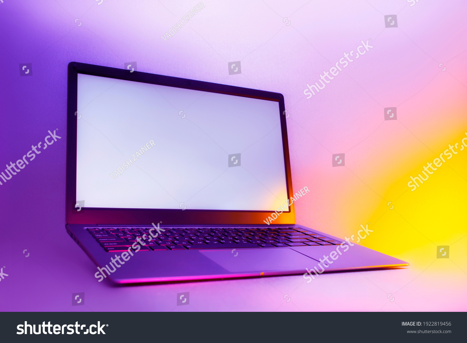 Slim modern laptop white screen on stock photo 1922819456 shutterstock