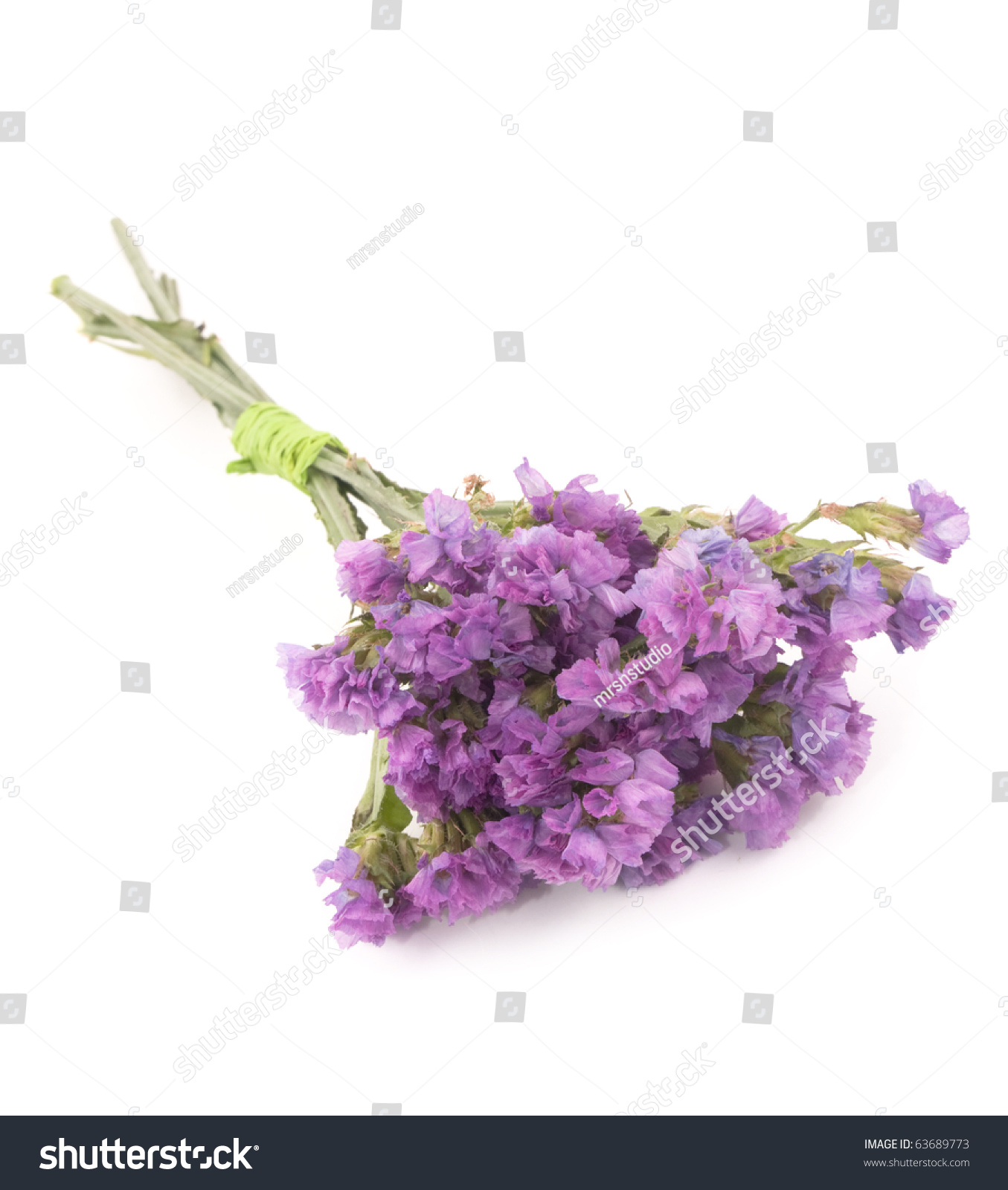 Small Bouquet Of Pink Statice Flowers On White Background Stock Photo ...