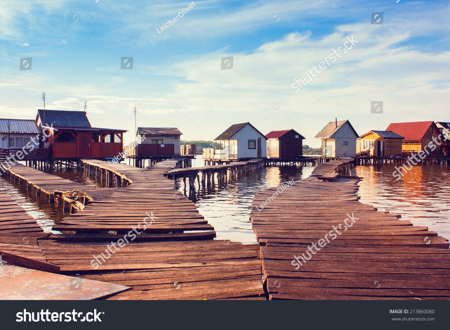 Picturesque village on stilts on a lake in Hungary Picturesque village on stilts on a lake in Hungary