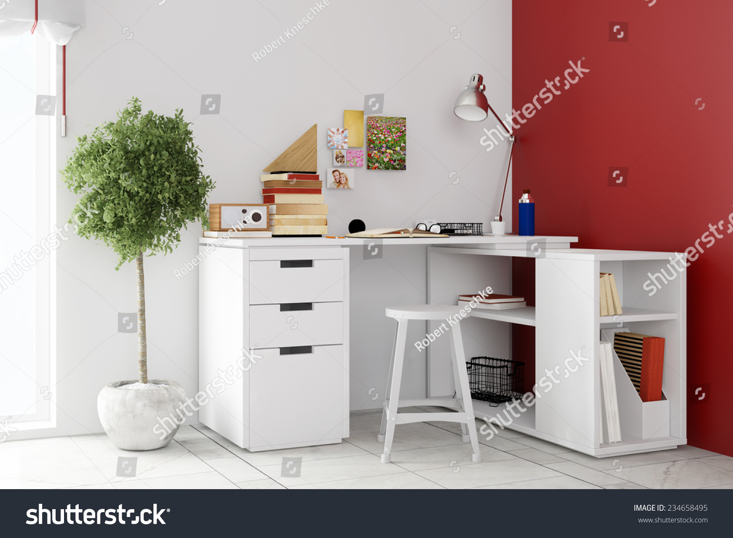 Small Desk Living Room Home Office Stock Illustration 234658495