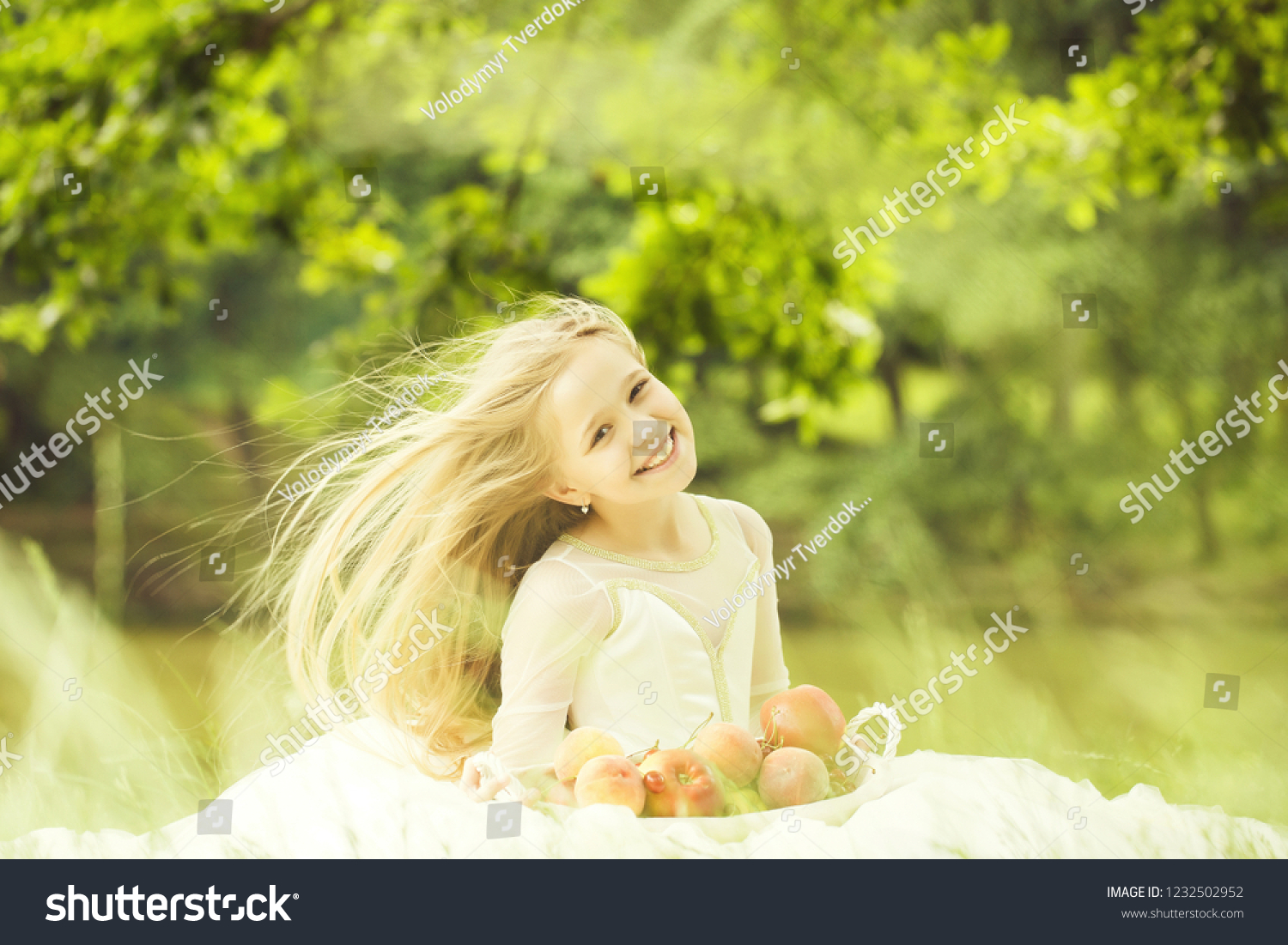 Small Girl Kid Long Blonde Hair Stock Photo Edit Now 1232502952