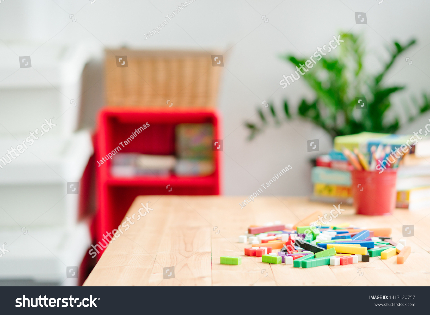 Small Kids Wooden Working Desk Colorful Stock Photo Edit Now