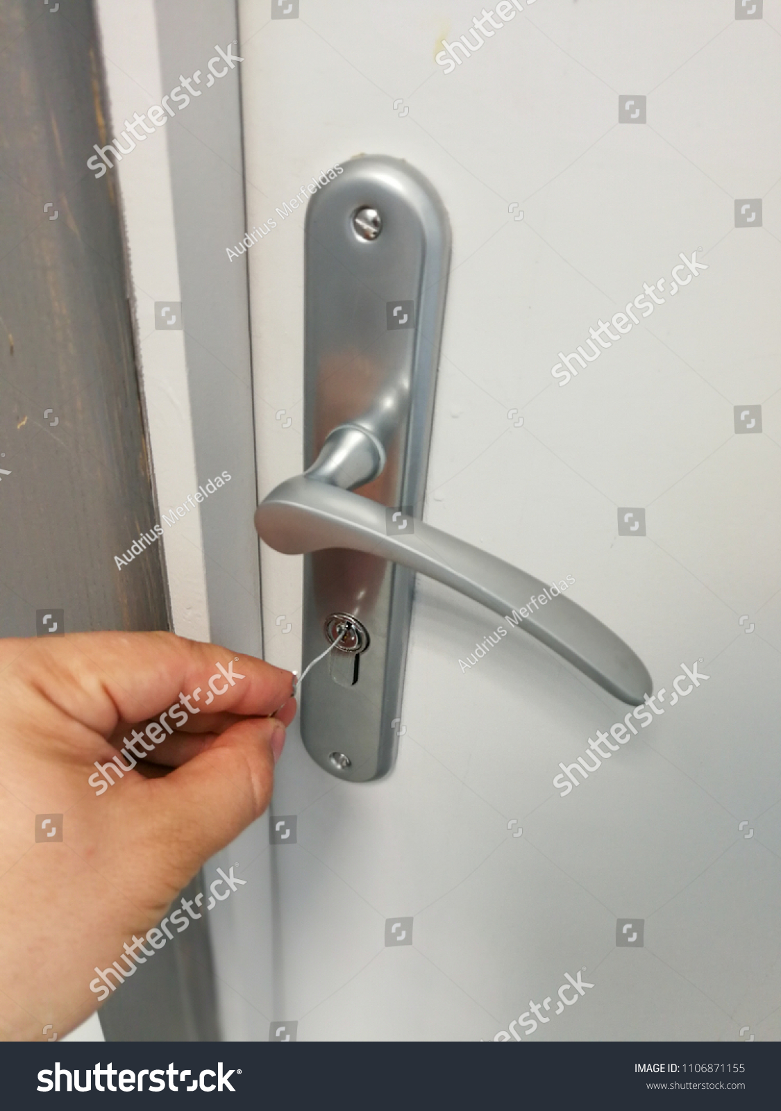 Small Metal Wire Inserted Keyhole Door Stock Photo Edit Now