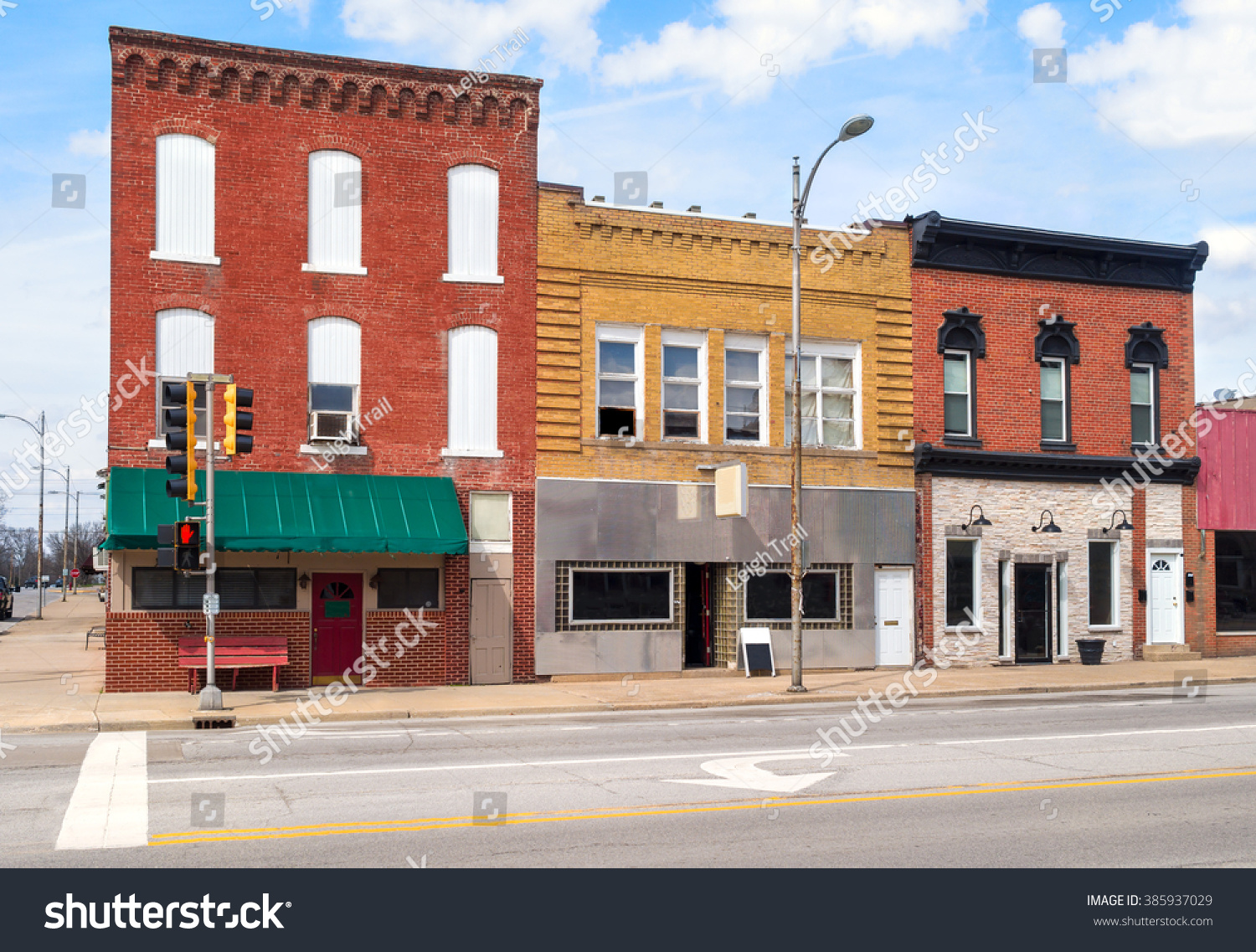 Small Town Main Street Business Storefronts Stock Photo 385937029 ...