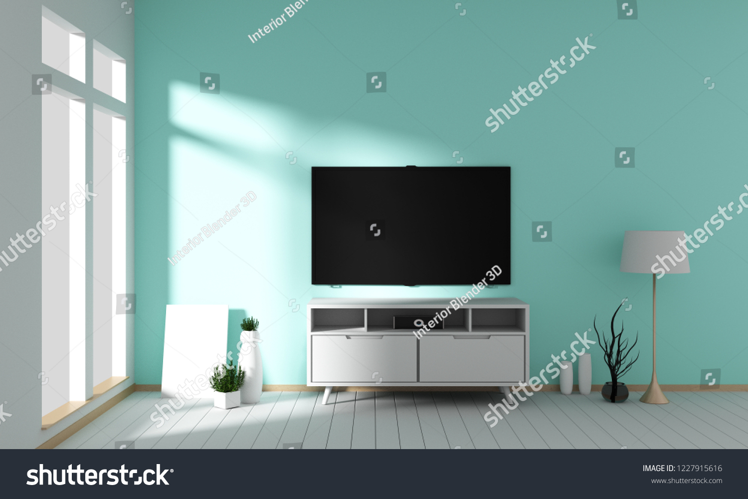 Smart Tv Blank Black Screen Hanging Stock Illustration 1227915616