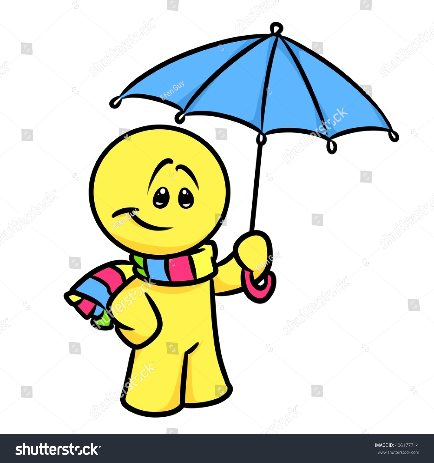 Smiley Character Umbrella Cartoon Illustration Stock Illustration ...