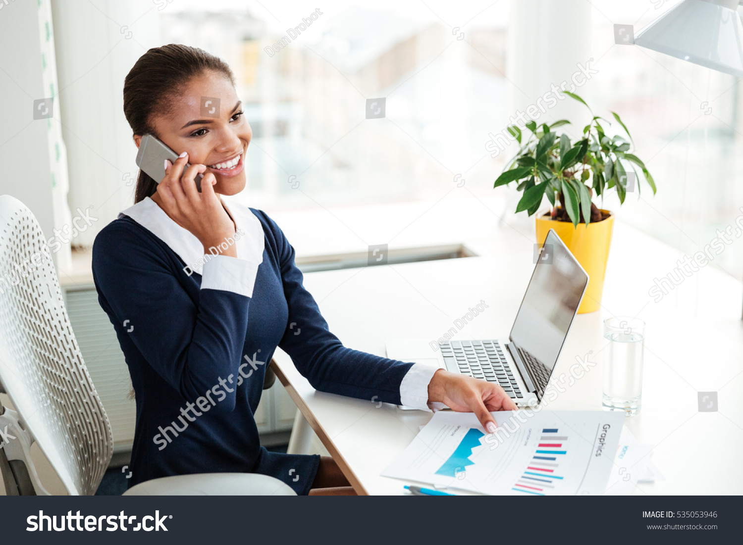 Smiling African Business Woman Dress Sitting Stock Photo (Edit Now ...