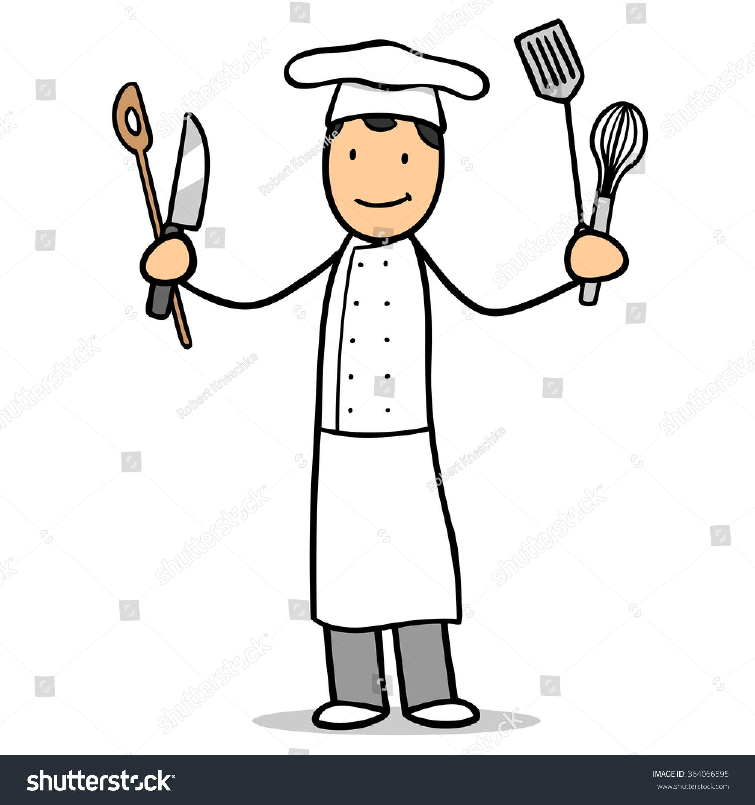 Smiling Cartoon Chef Cook Kitchen Tools Stock Illustration 364066595 ...