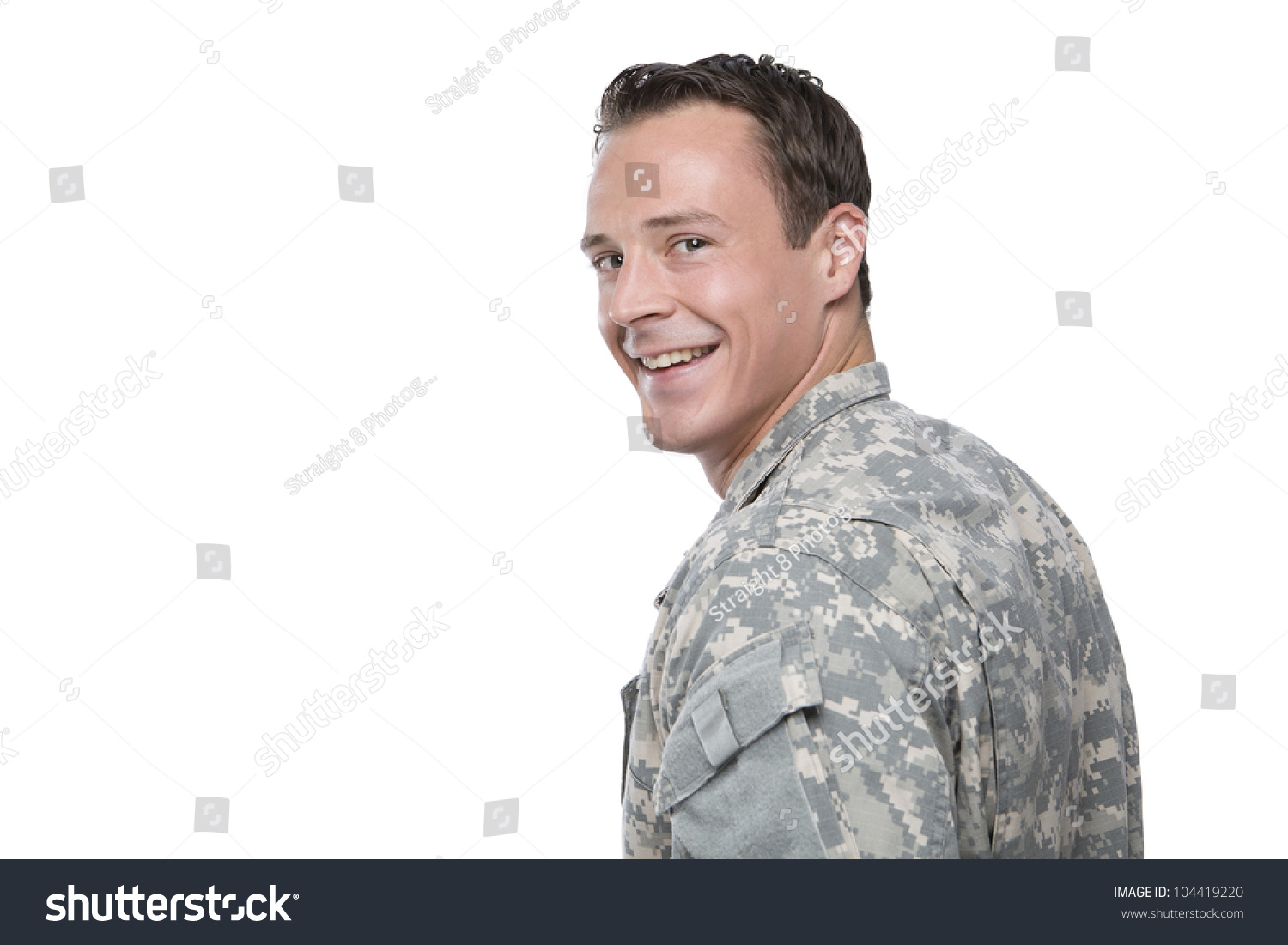 Smiling Caucasian Military Man Stock Photo 104419220 : Shutterstock