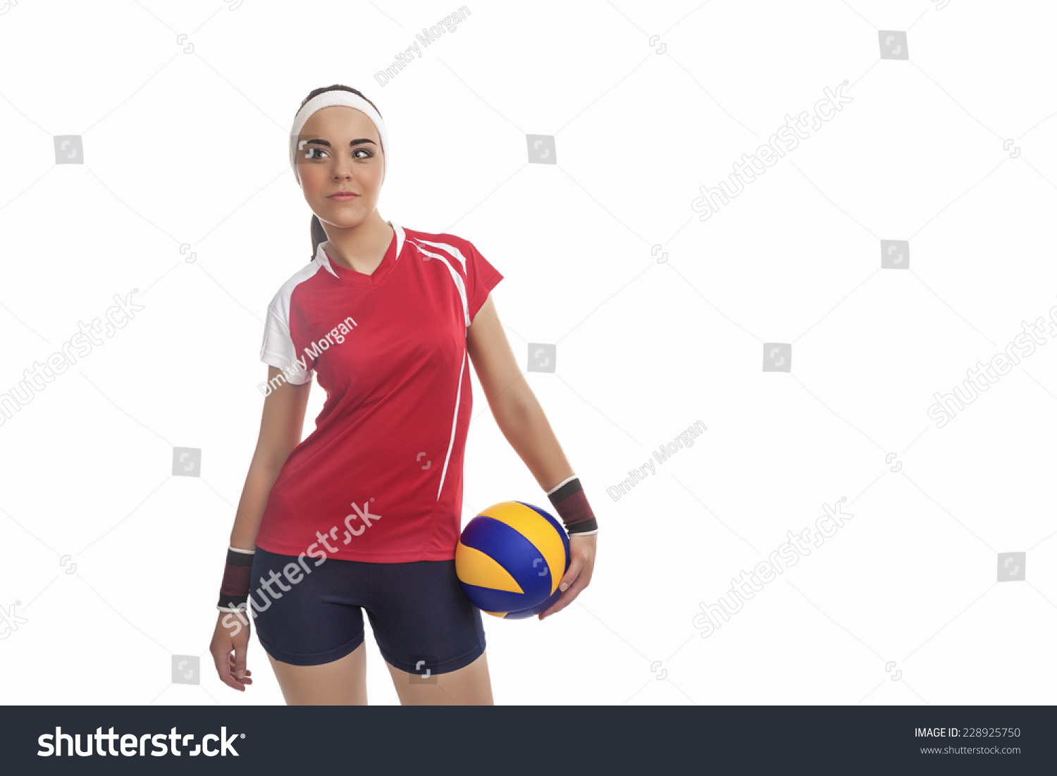 Smiling Female Volleyball Player Equipped Professional Stock Photo ...