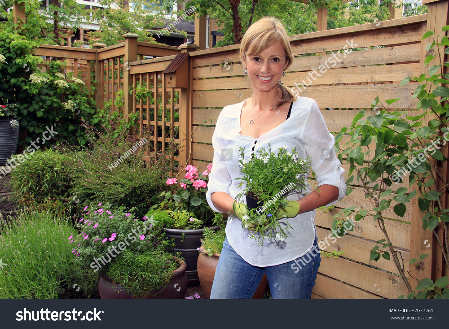 Smiling Fifty Year Old Lady Gardener Stock Photo 282077261 - Shutterstock