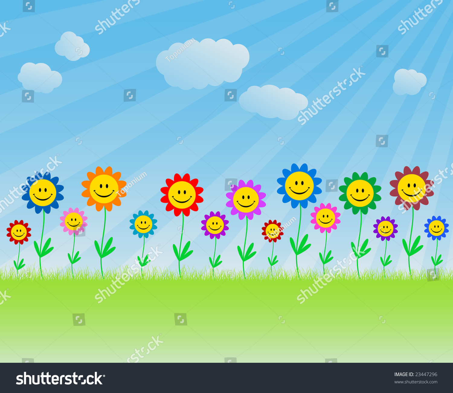 Smiling Flowers Under Shining Sun Stock Photo 23447296 : Shutterstock