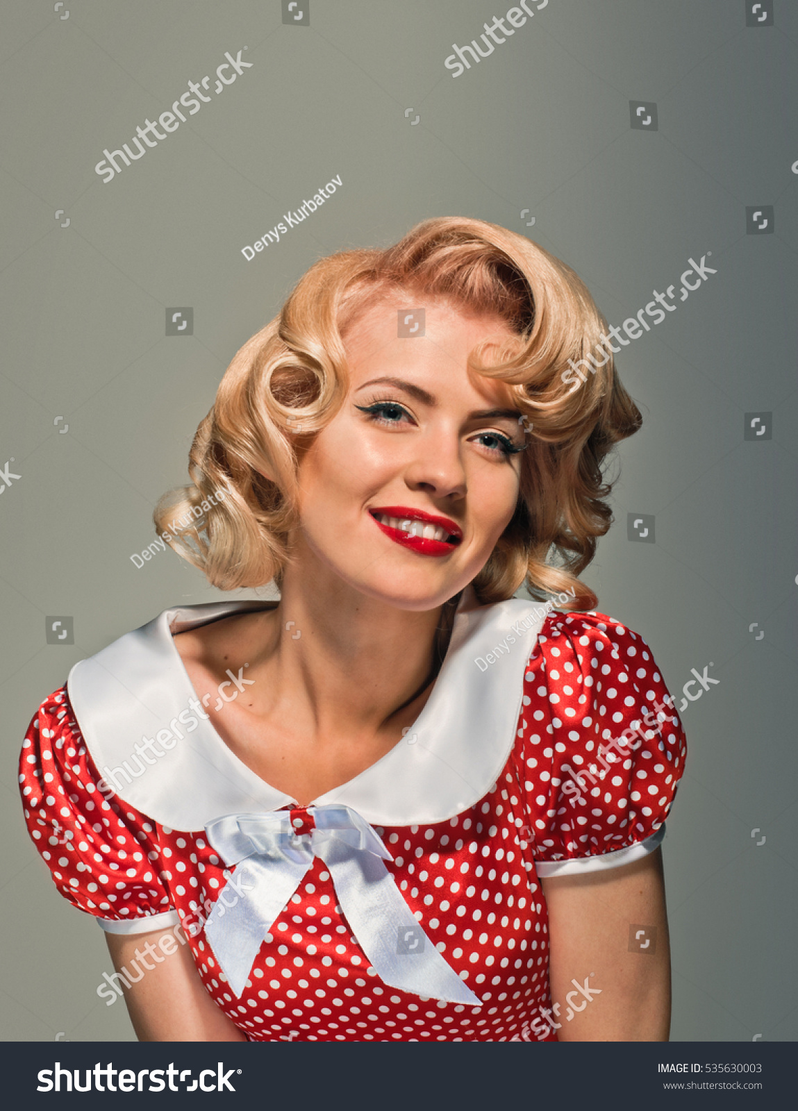 Smiling Retro Pinup Coquettish Girl Stock Photo 535630003 : Shutterstock