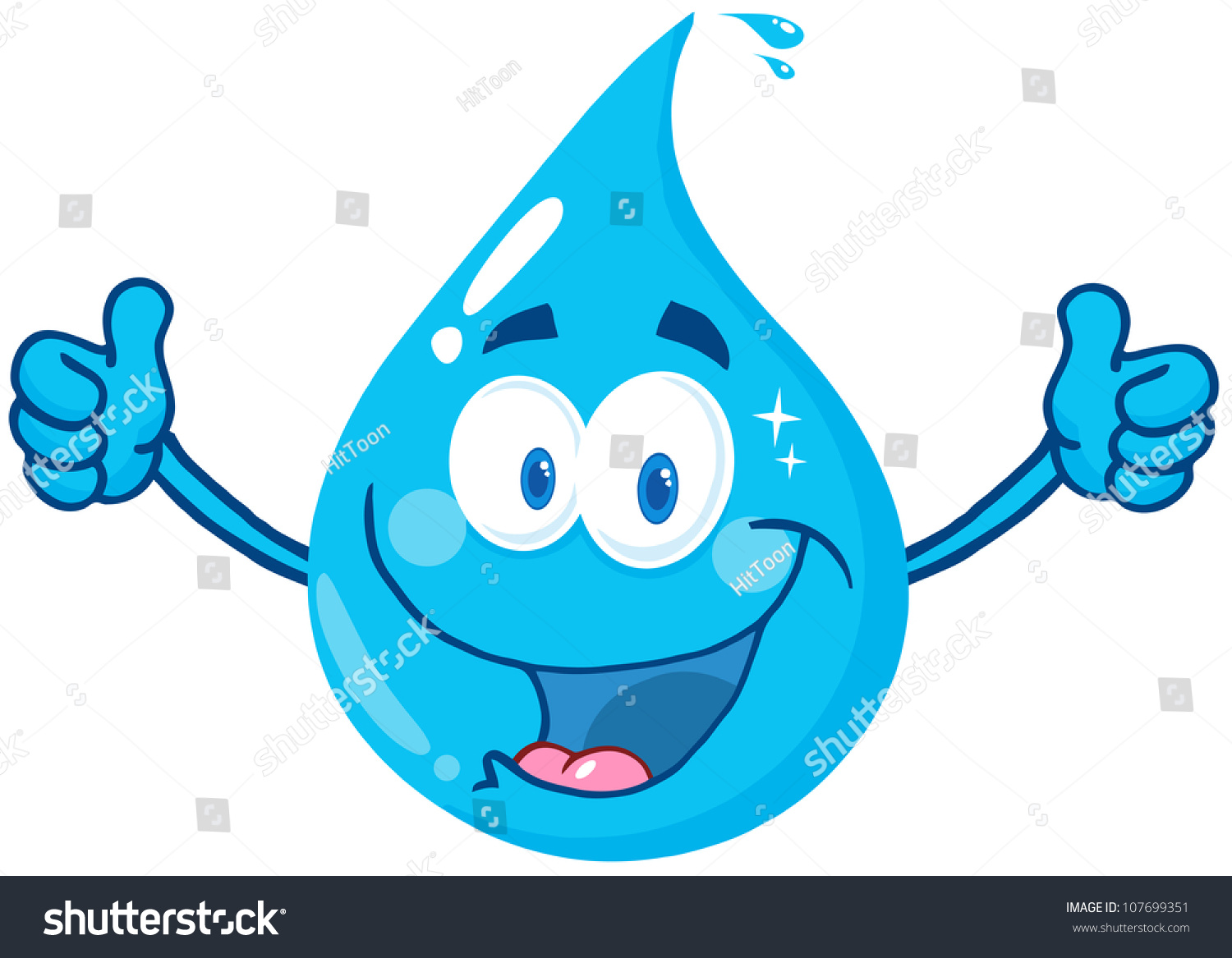 Smiling Water Drop Showing Double Thumbs のイラスト素材