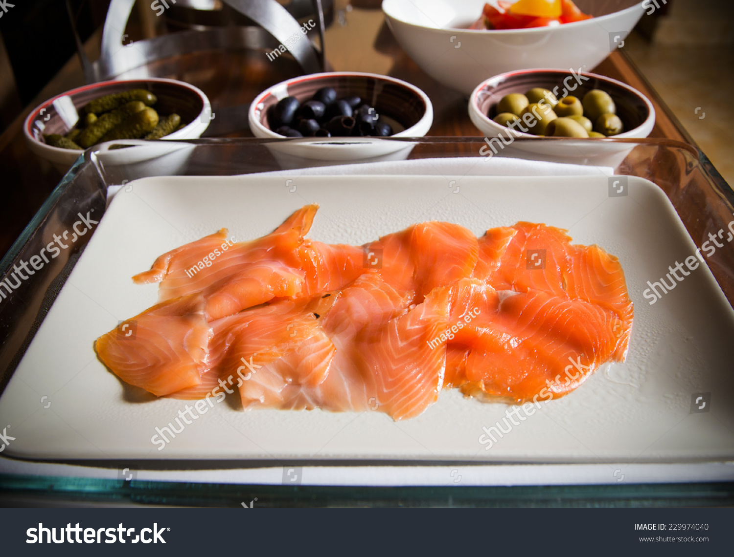 Smoked Salmon Platter Hotel Breakfast See Stock Photo Edit Now 229974040