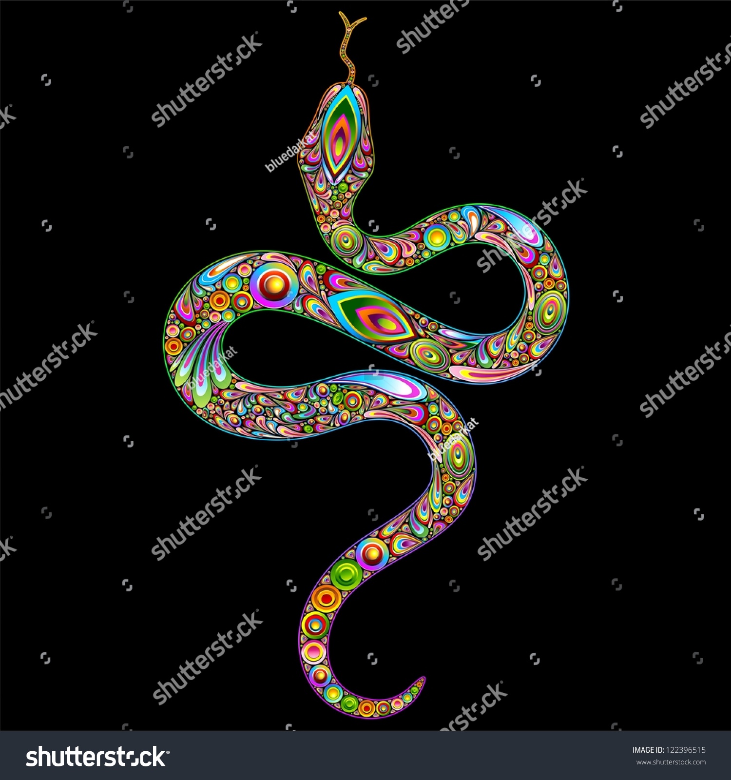 Snake Psychedelic Art Design Stock Illustration 122396515 - Shutterstock