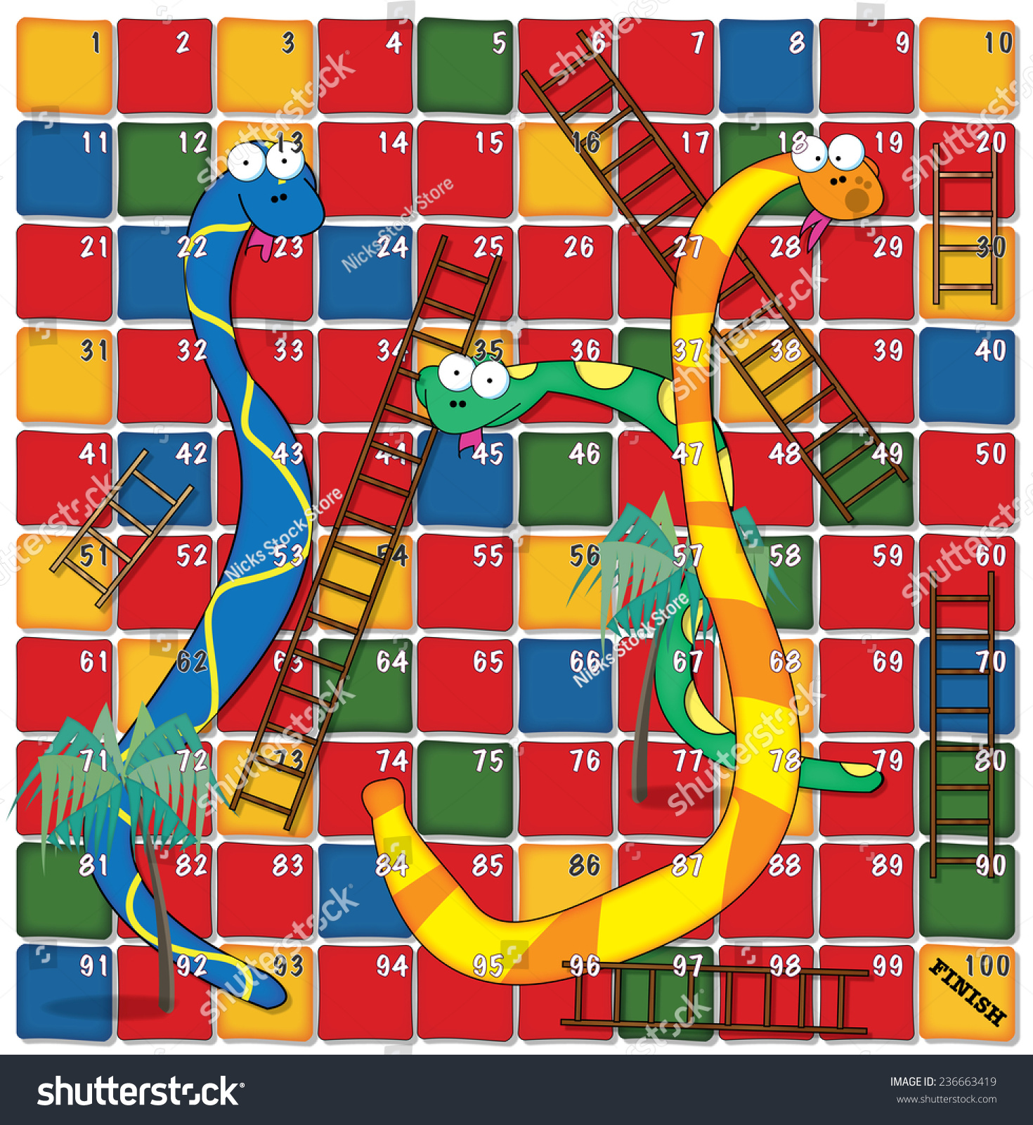 蛇とはしごのボードゲーム のイラスト素材
