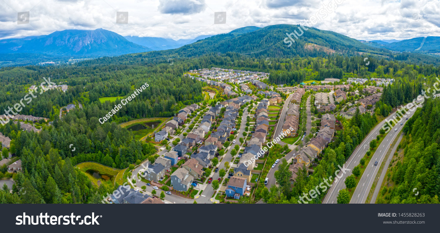 209 Snoqualmie Ridge Images Stock Photos Vectors Shutterstock   Stock Photo Snoqualmie Ridge Washington Usa Aerial Overview Mountain Forest Community Suburban Neighborhood 1455828263 