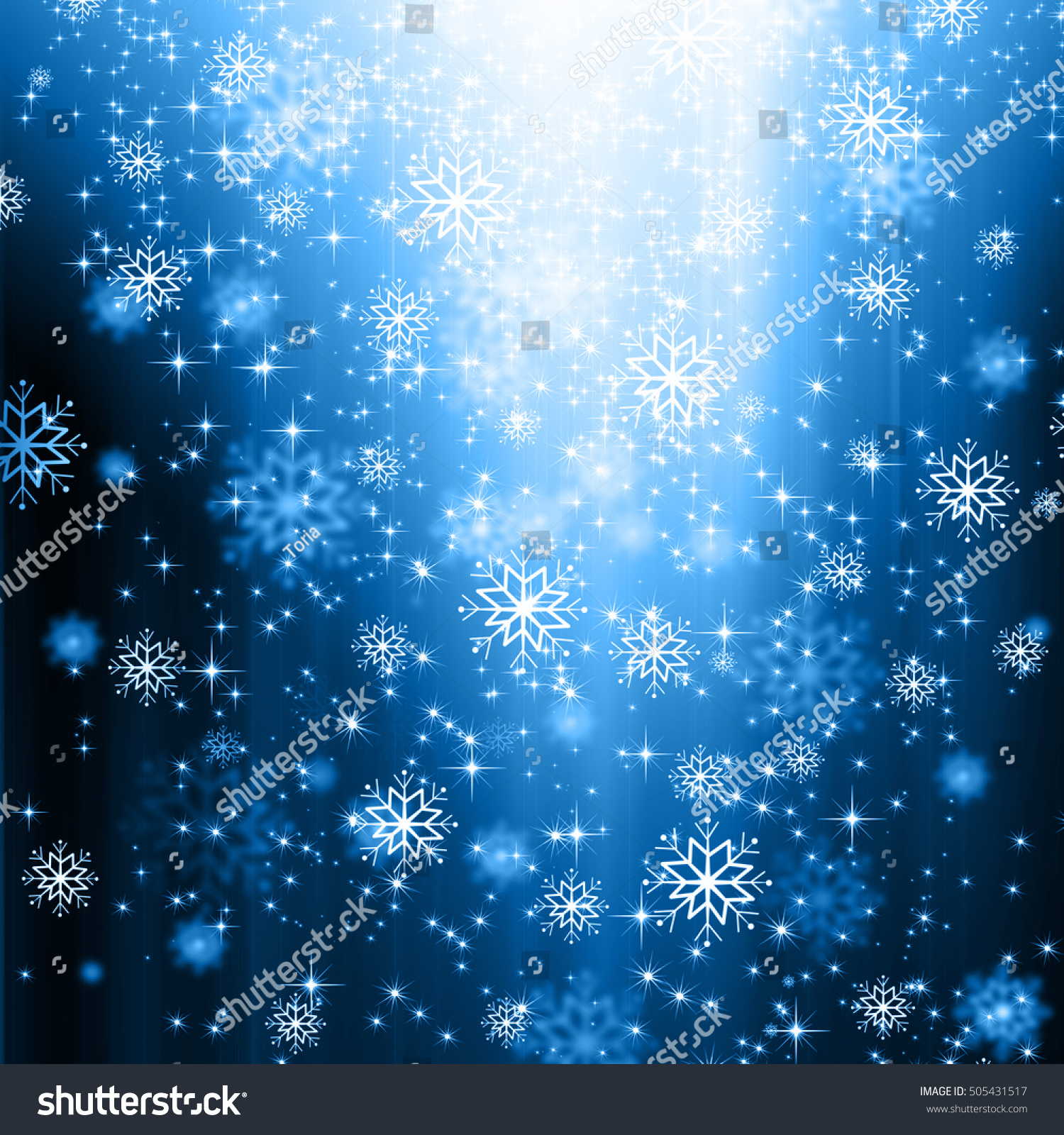 Snowflakes And Stars Descending On Background Stock Photo 505431517 ...