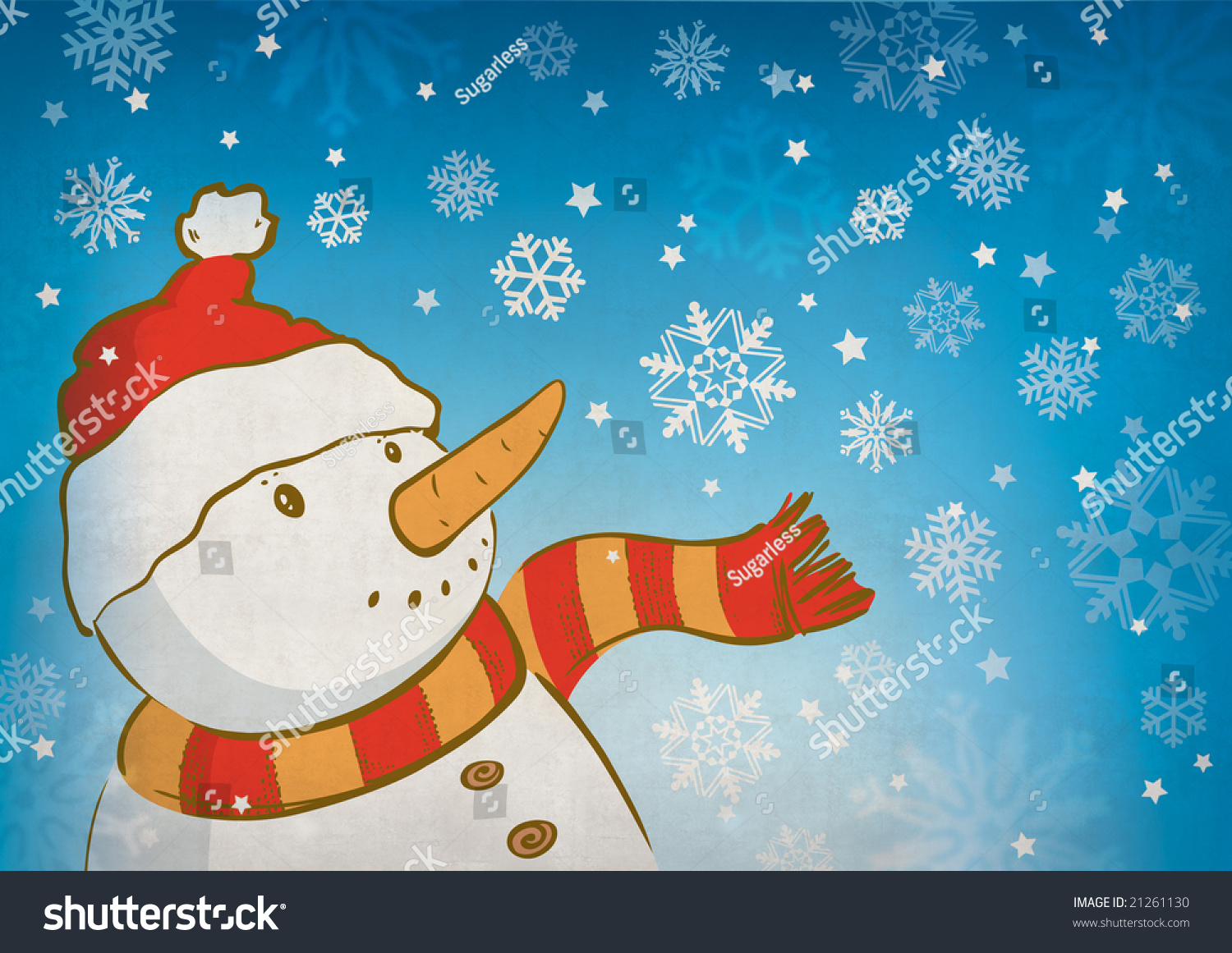 Snowman Surrounding Snowflakes Stock Photo 21261130 : Shutterstock