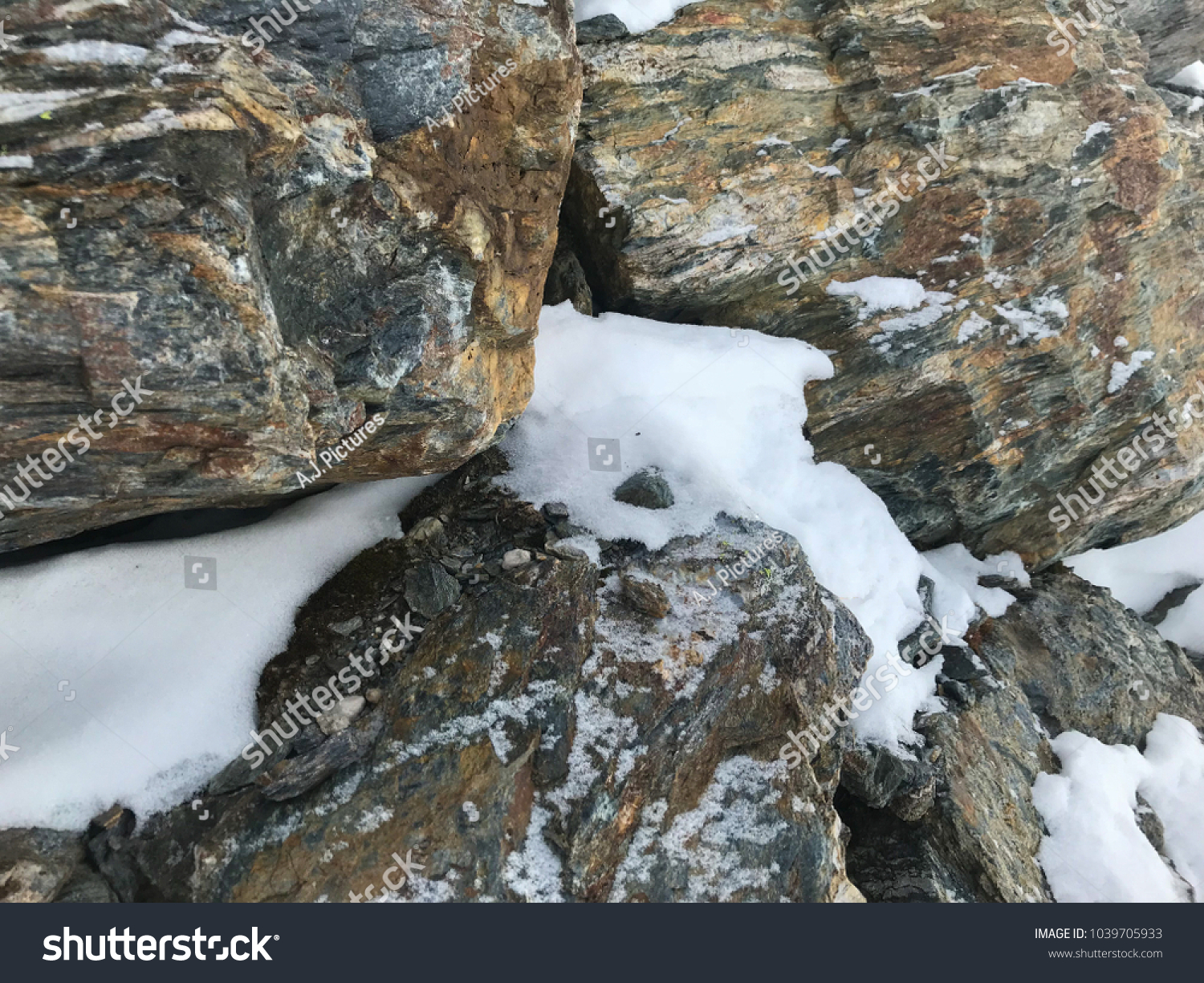 Snowy Rocks Winter Cold Mossy Cool Stock Photo Edit Now