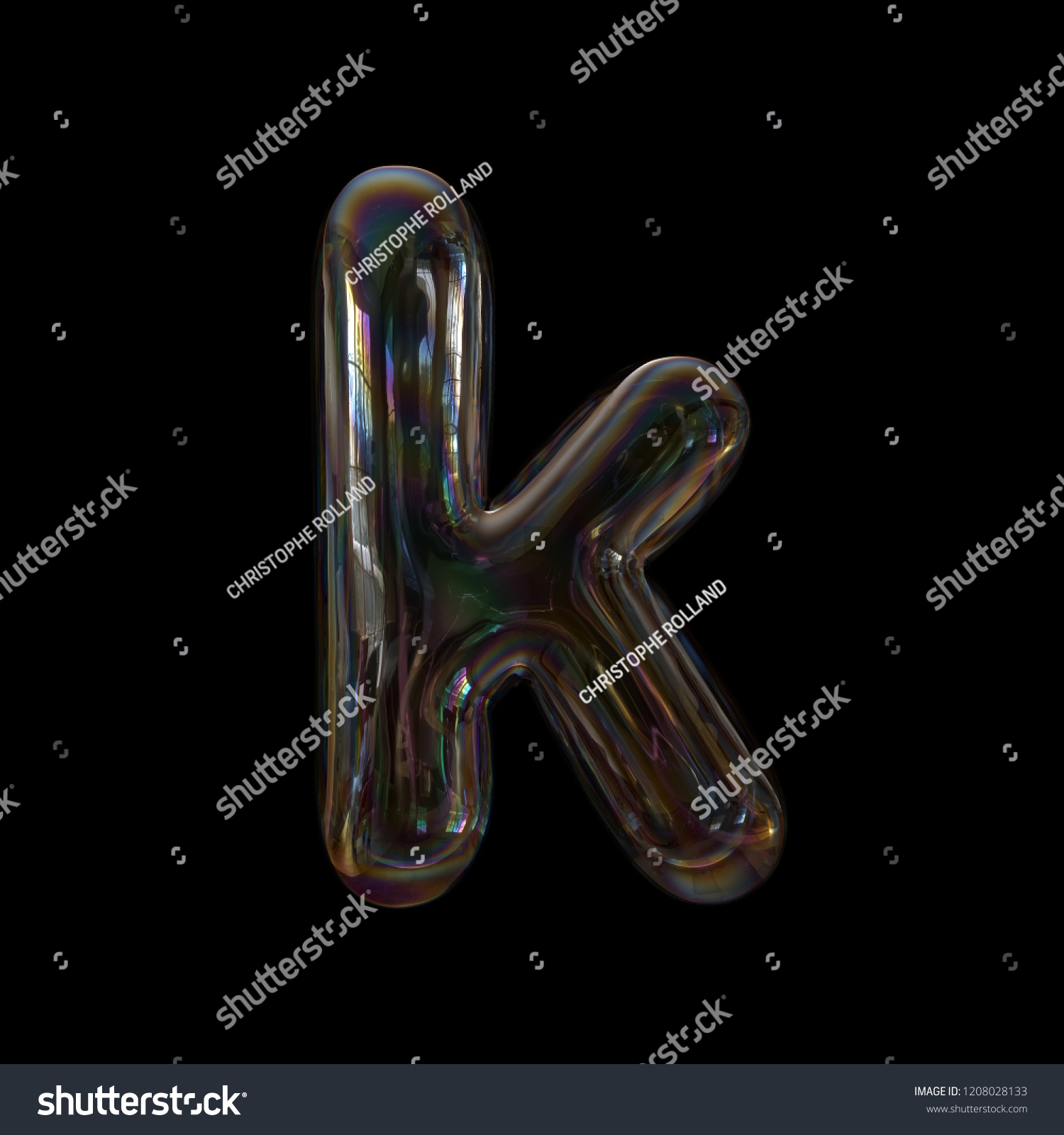 Soap Bubble Letter K Lowercase 3 D Stock Illustration 1208028133