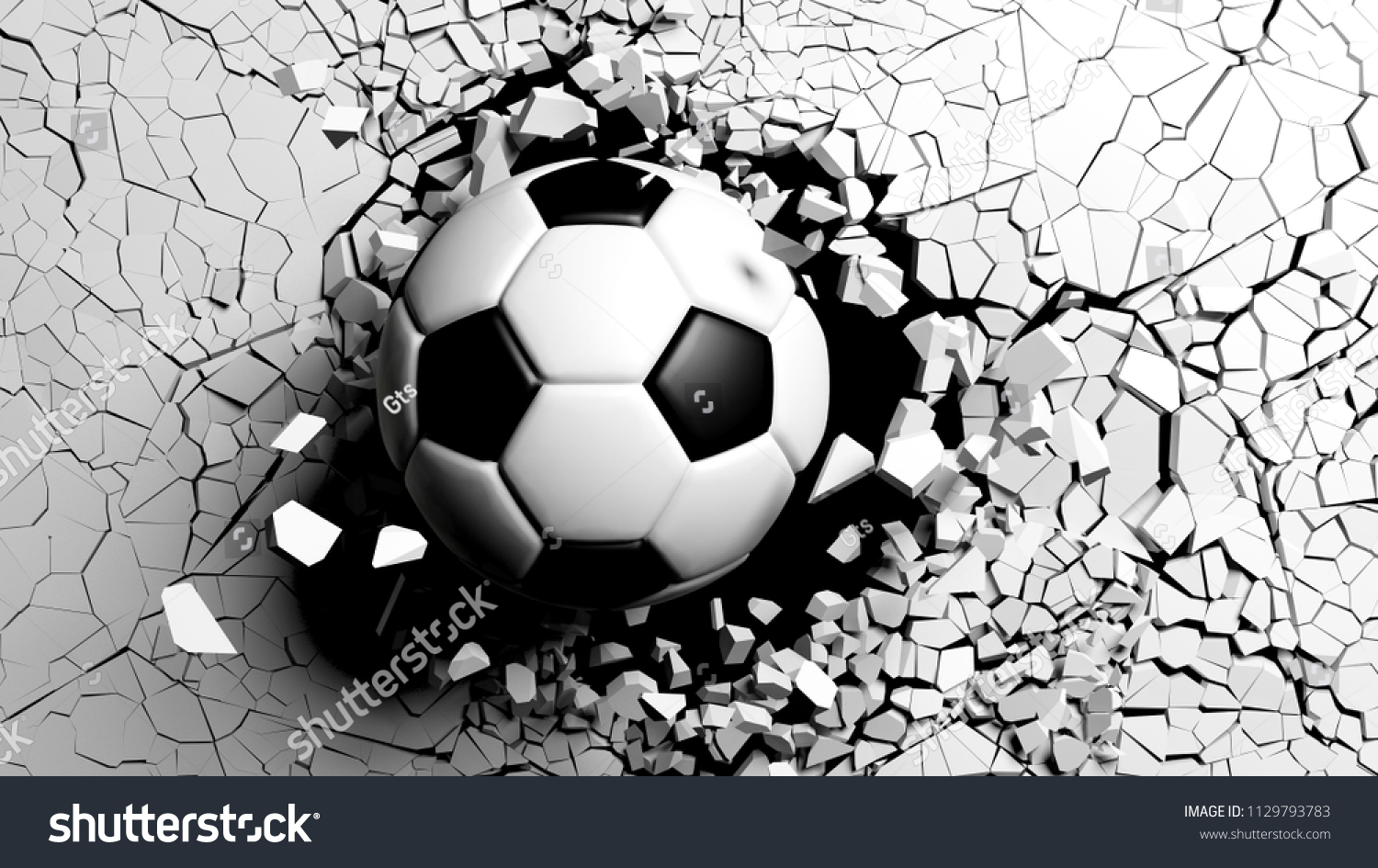 Soccer ball breaking with great force wallpaper mural