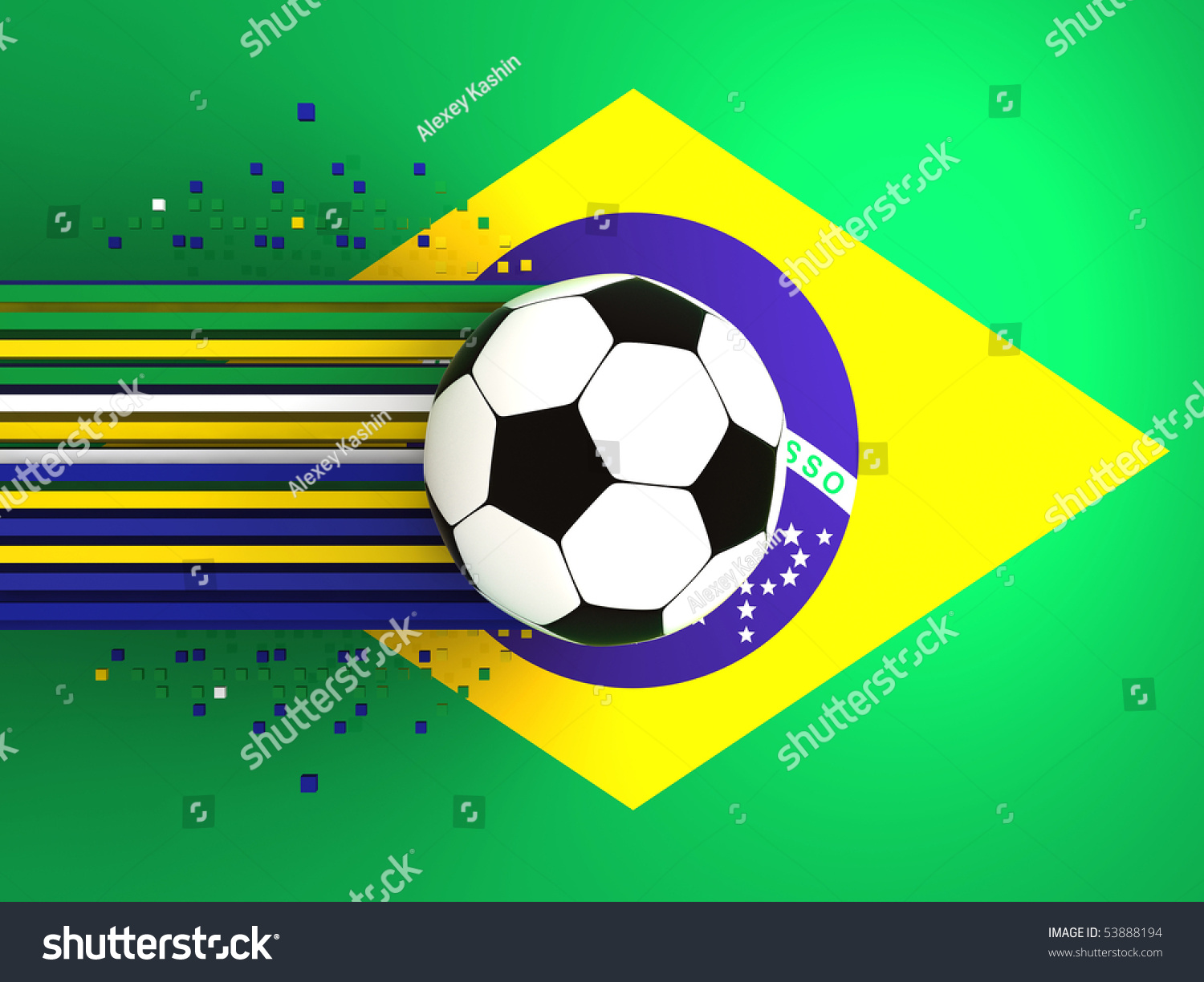 Soccer Ball On Background Of The Flag Brazil Stock Photo 53888194 ...