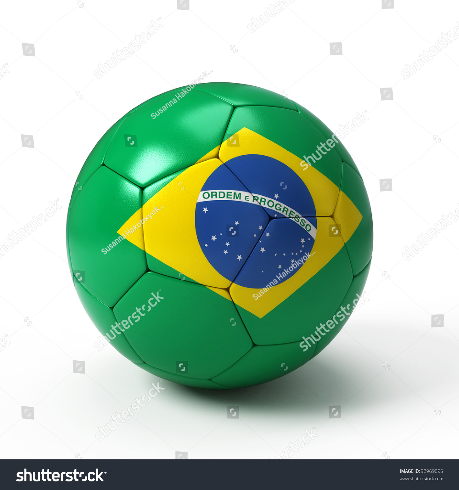 Soccer Ball With Brazilian Flag Isolated On White Stock Photo 92969095 ...