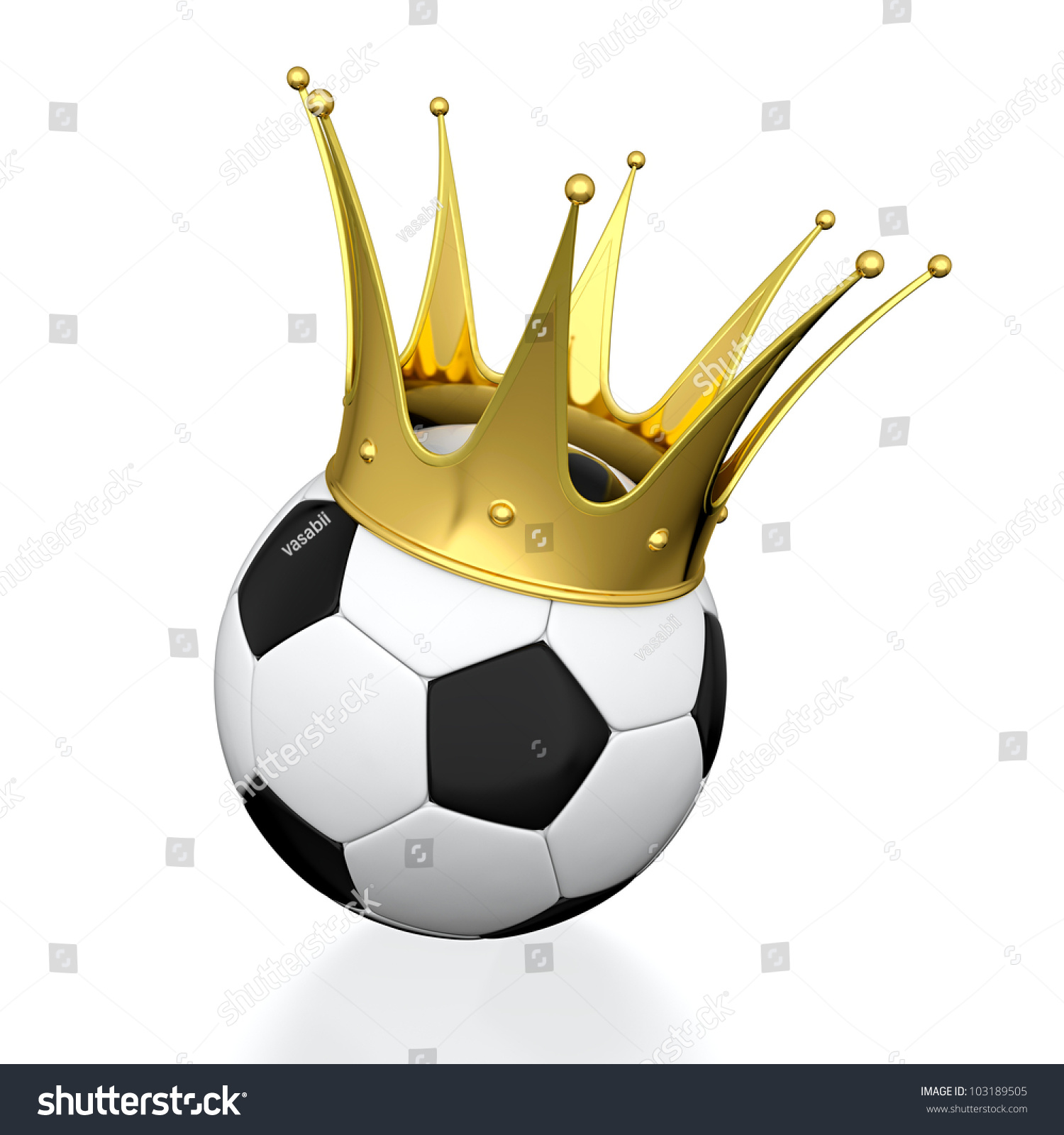 Soccer Ball With Golden Crown Isolated On White Background Stock Photo ...