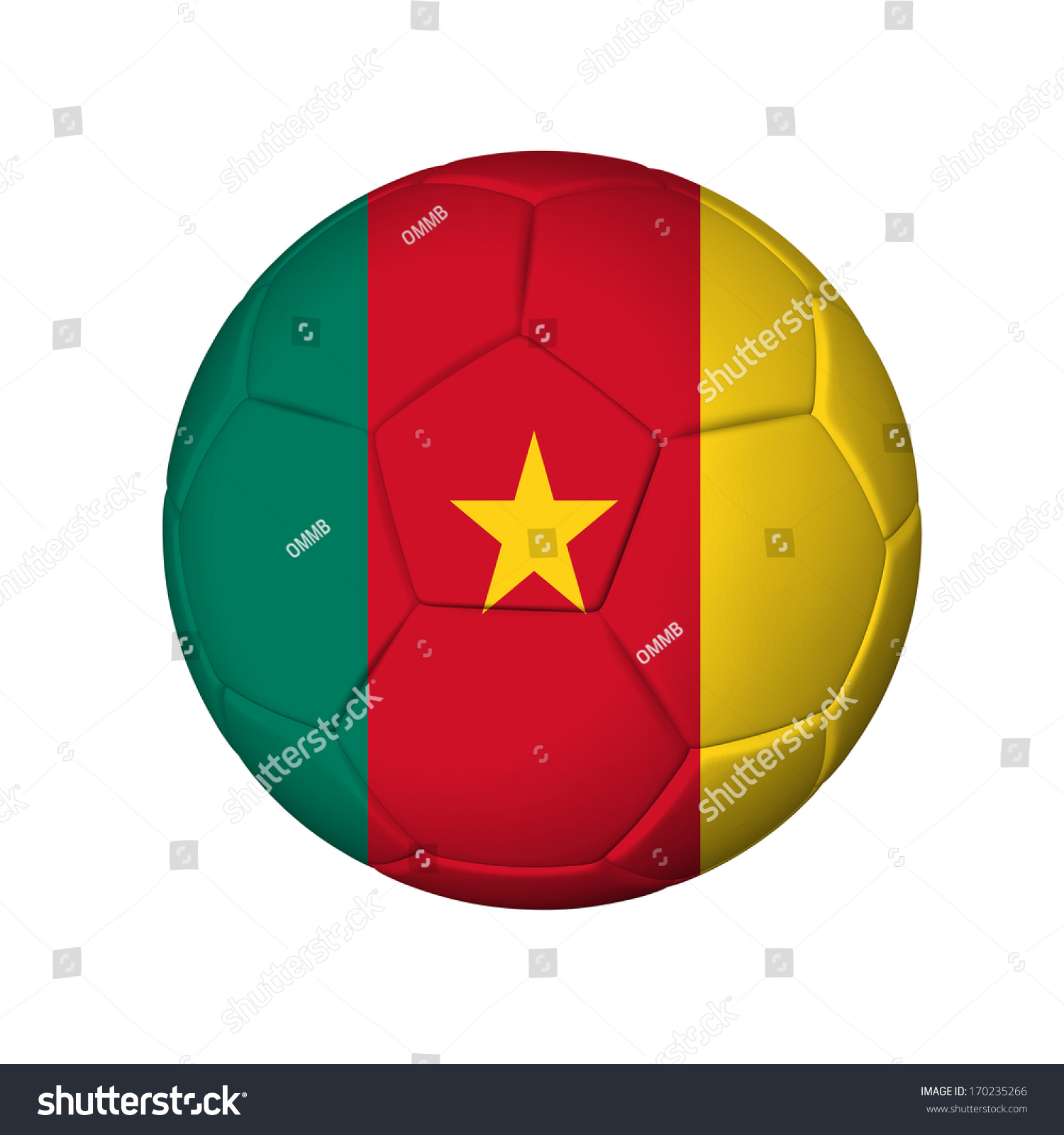 Soccer Football Ball With Cameroon Flag. Isolated On White. Stock Photo ...