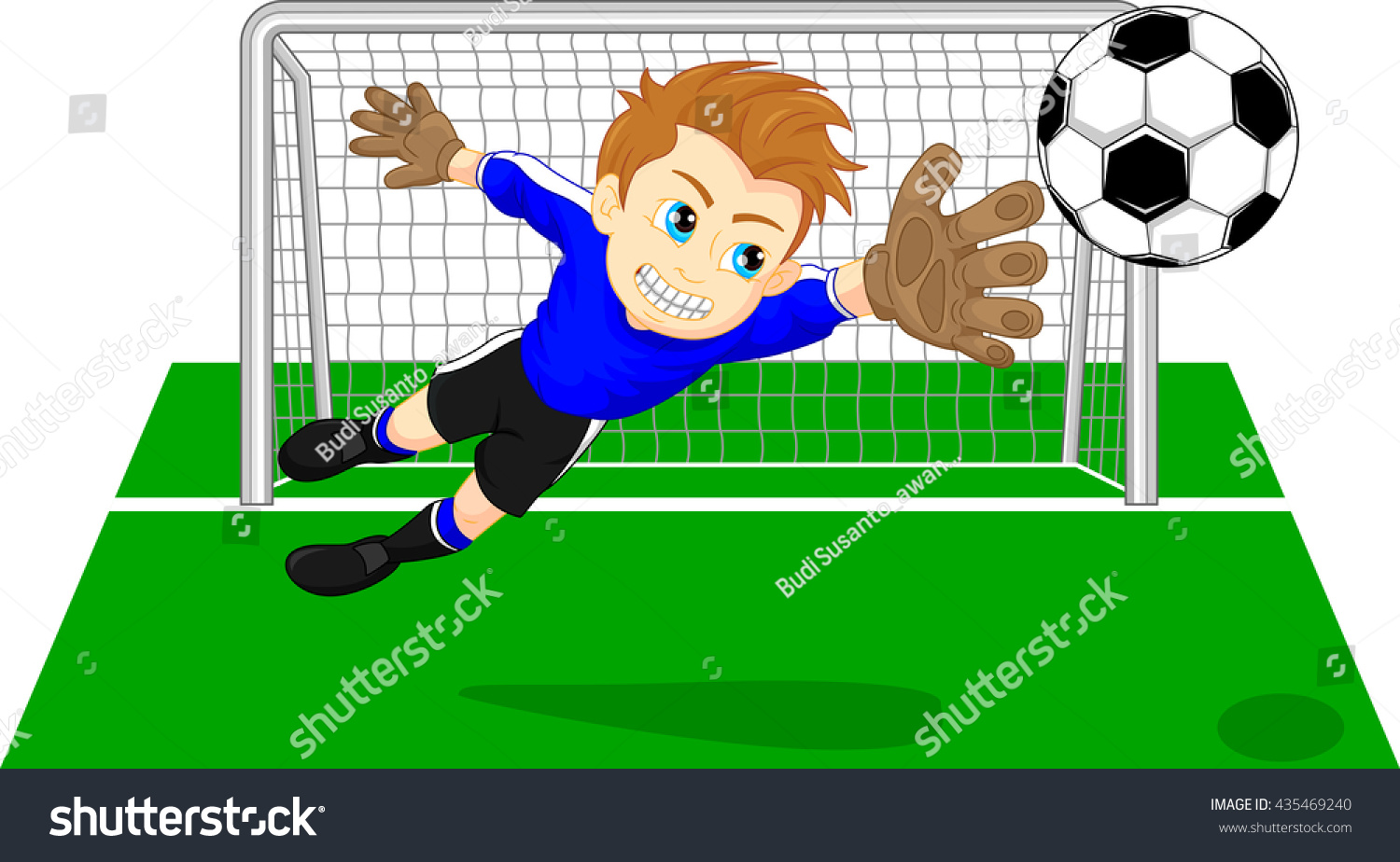 Soccer Football Goalie Keeper Saving Goal Stock Illustration 435469240 ...