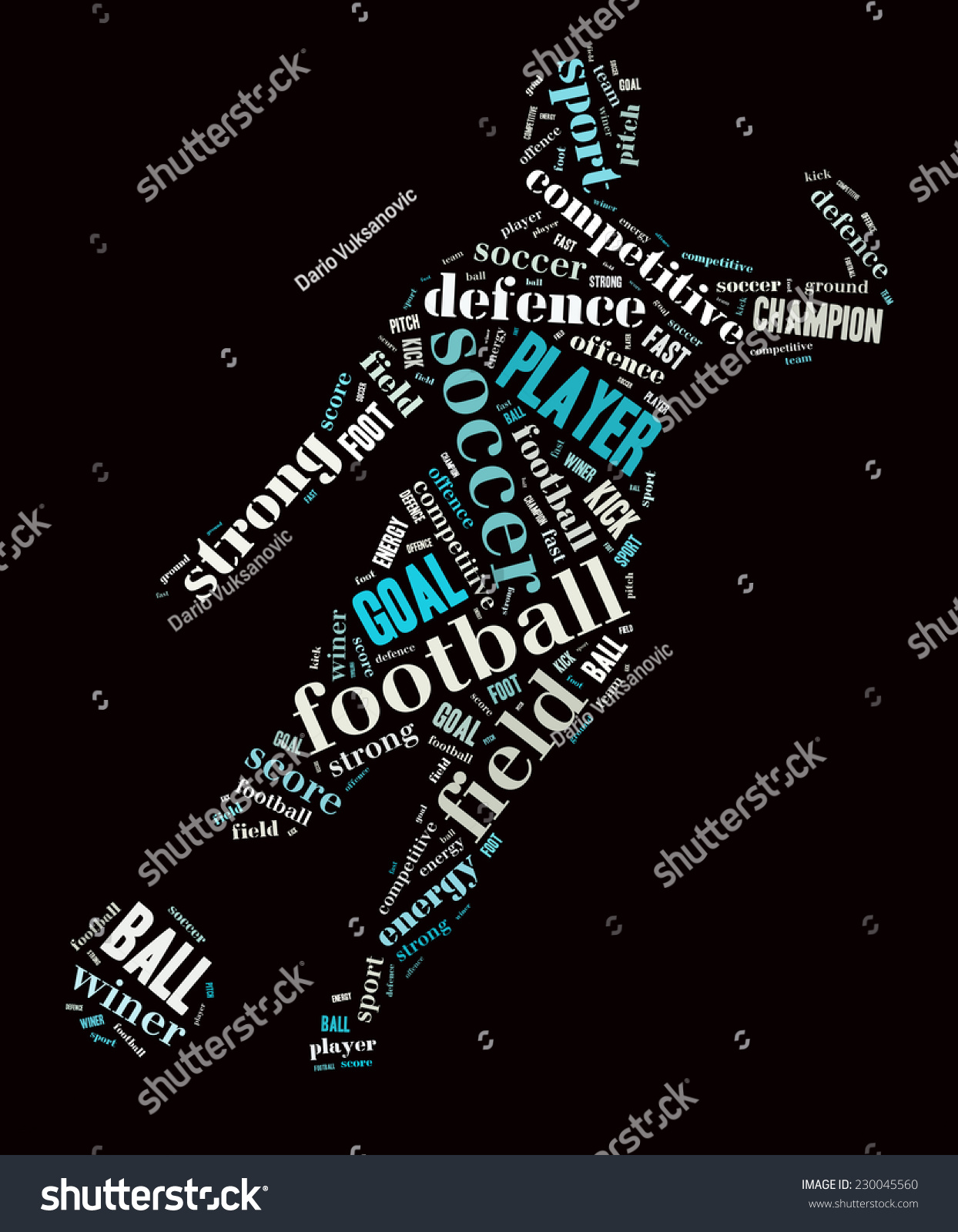 Soccer Football Player Shape Word Cloud Stock Illustration 230045560 ...